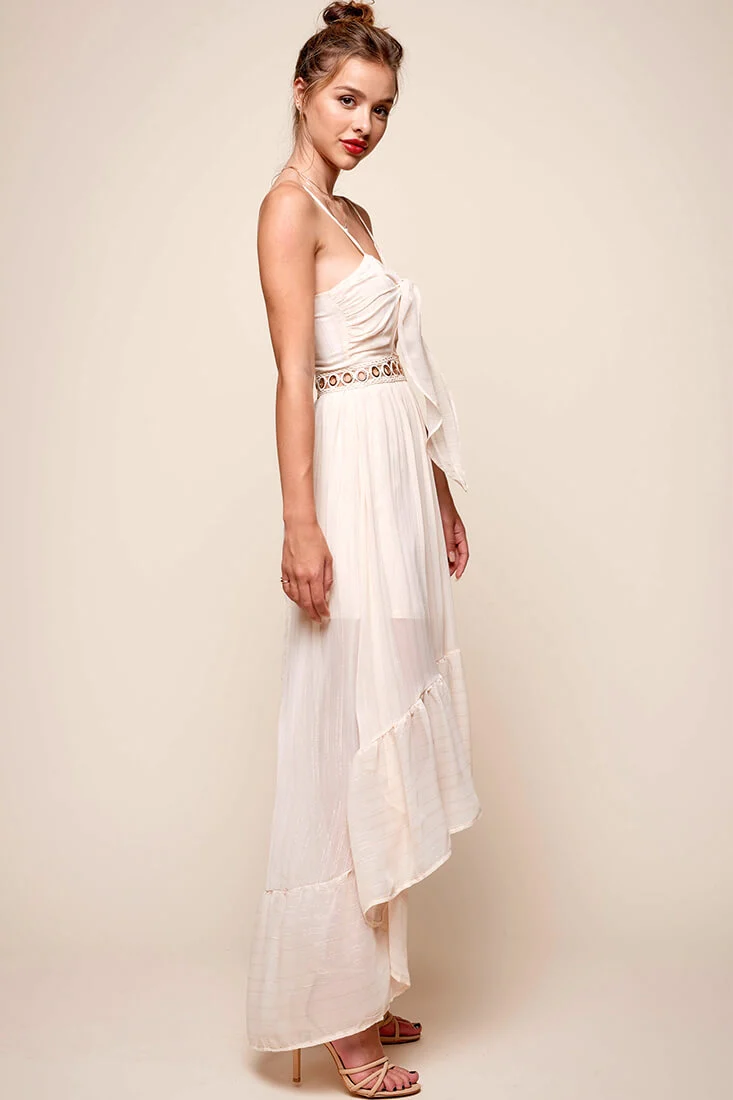 Riviera High-Low Hem Dress Beige - Image 2