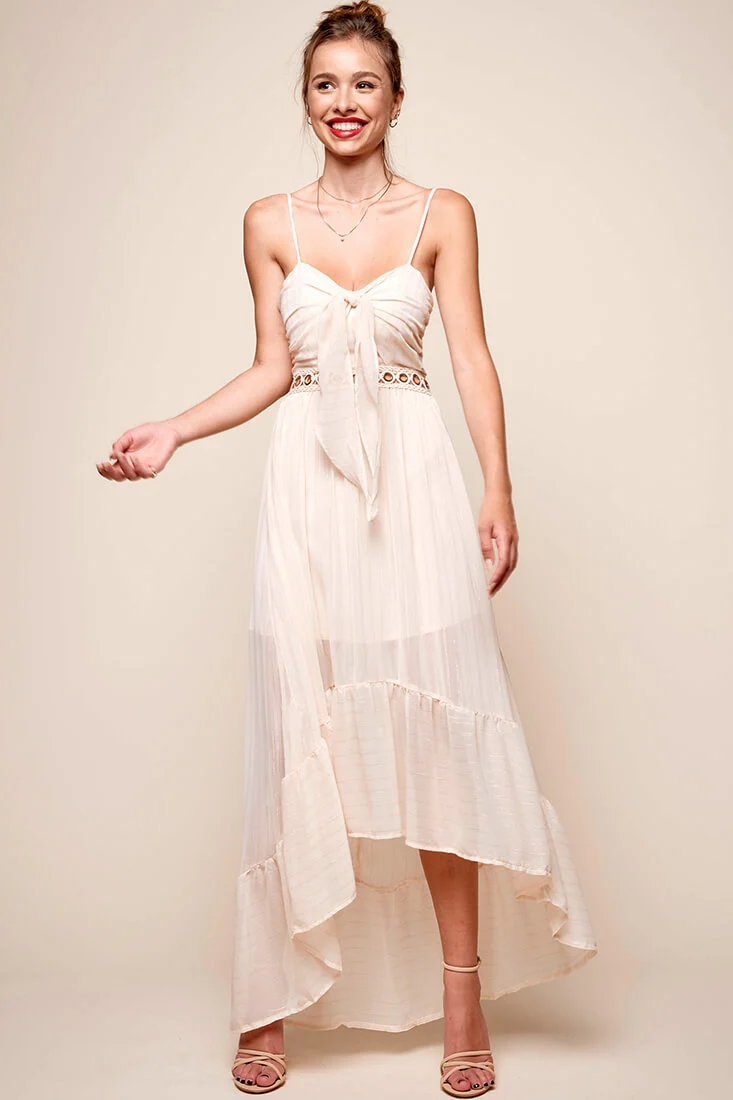 Riviera High-Low Hem Dress Beige - Image 5