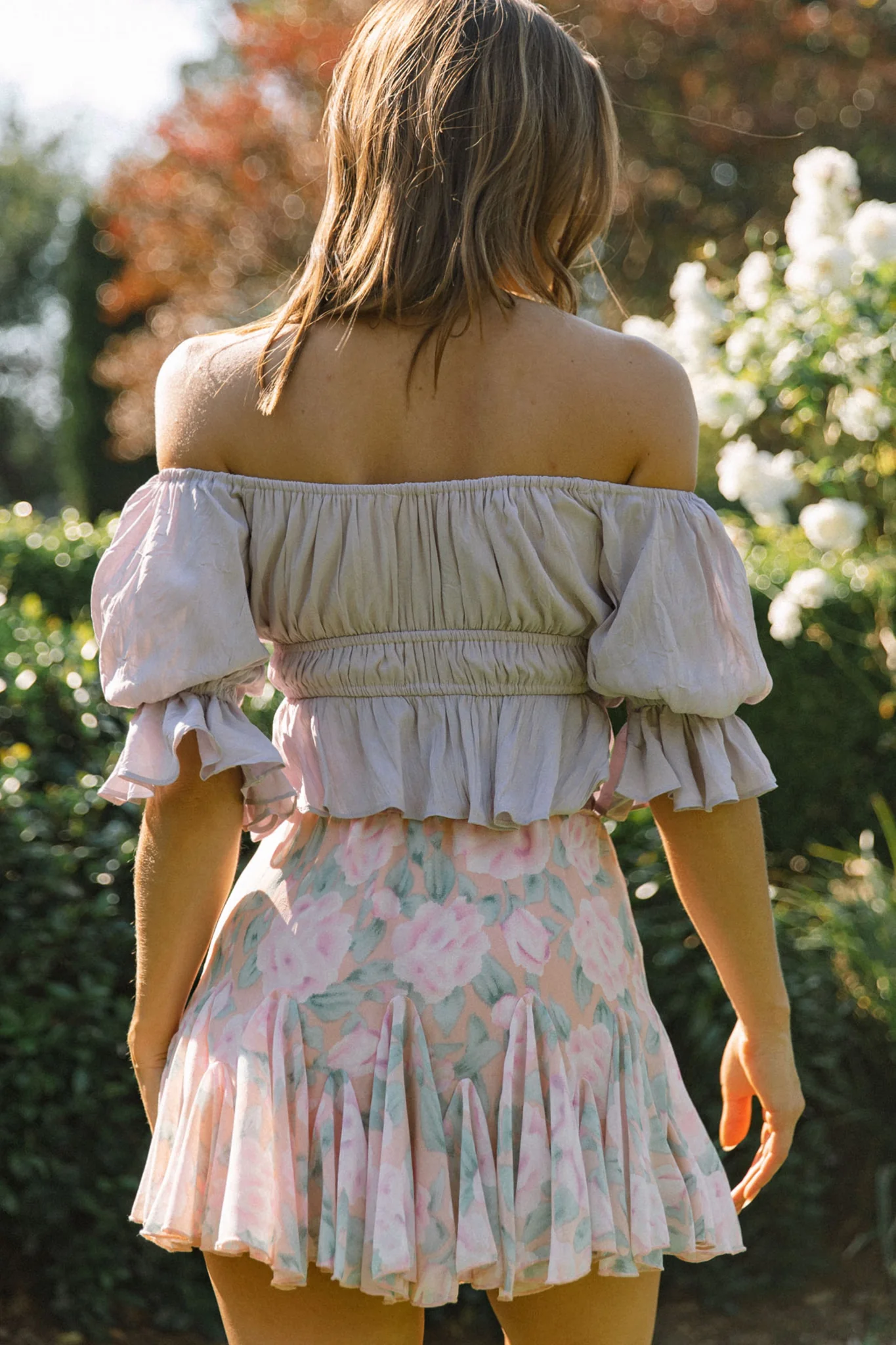 Robyn Flounce Mini Skirt Watercolor Floral Pink - Image 6