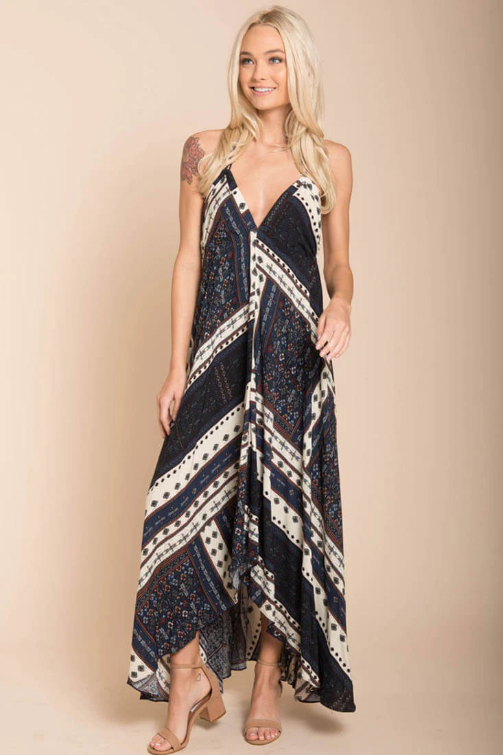 Romani Fall Maxi Dress Navy - Image 2