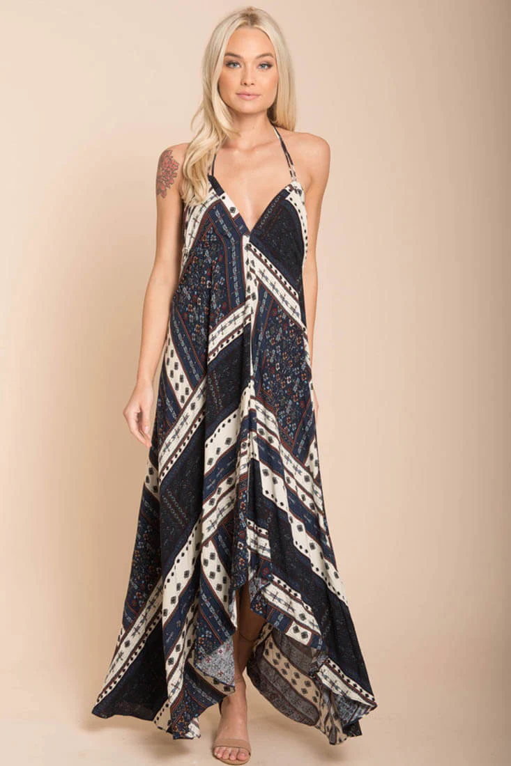 Romani Fall Maxi Dress Navy - Image 3