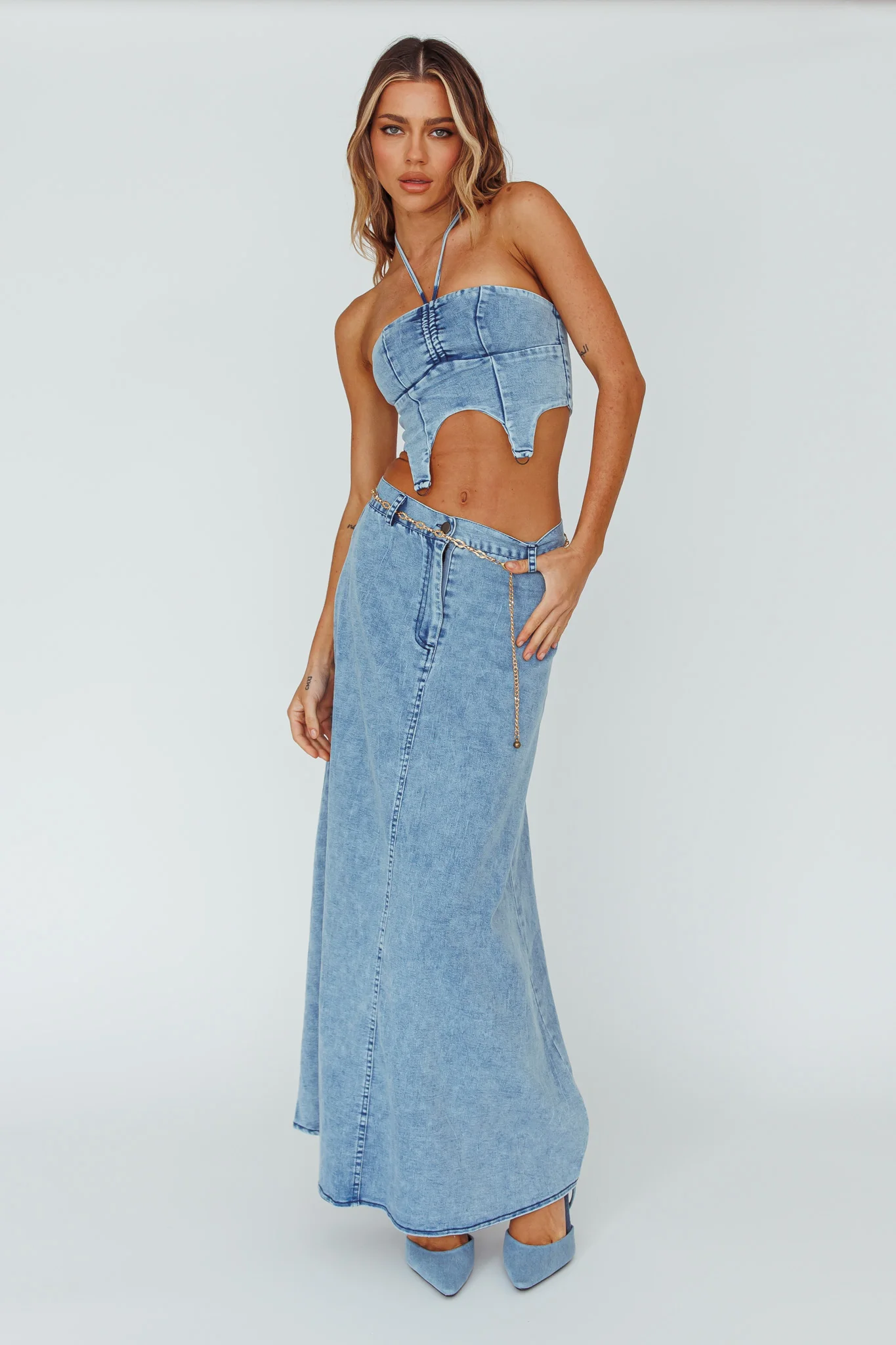 Romcom Maxi Skirt Denim Blue - Image 2