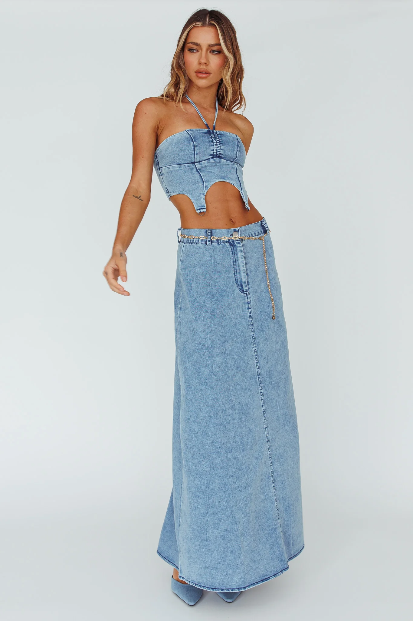 Romcom Maxi Skirt Denim Blue - Image 4