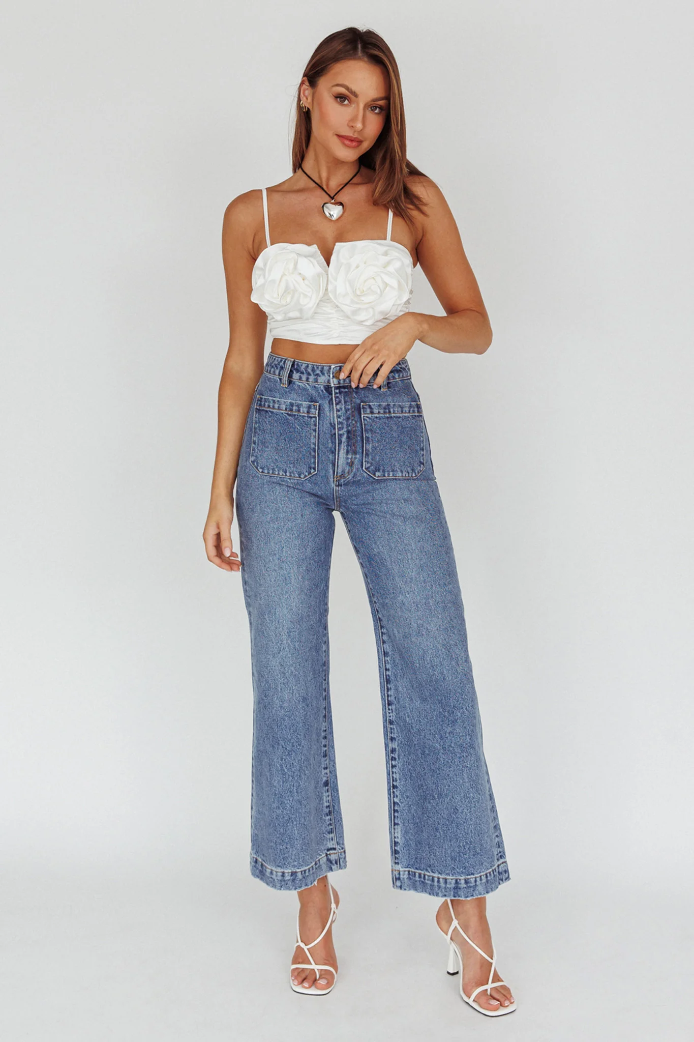 Romina Rose Bust Crop Top Ivory - Image 6