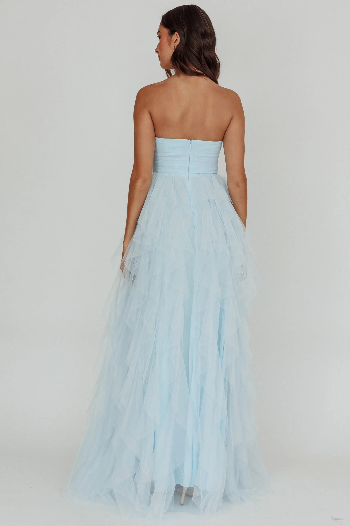 Rori Tulle Cascade Maxi Dress Blue - Image 4