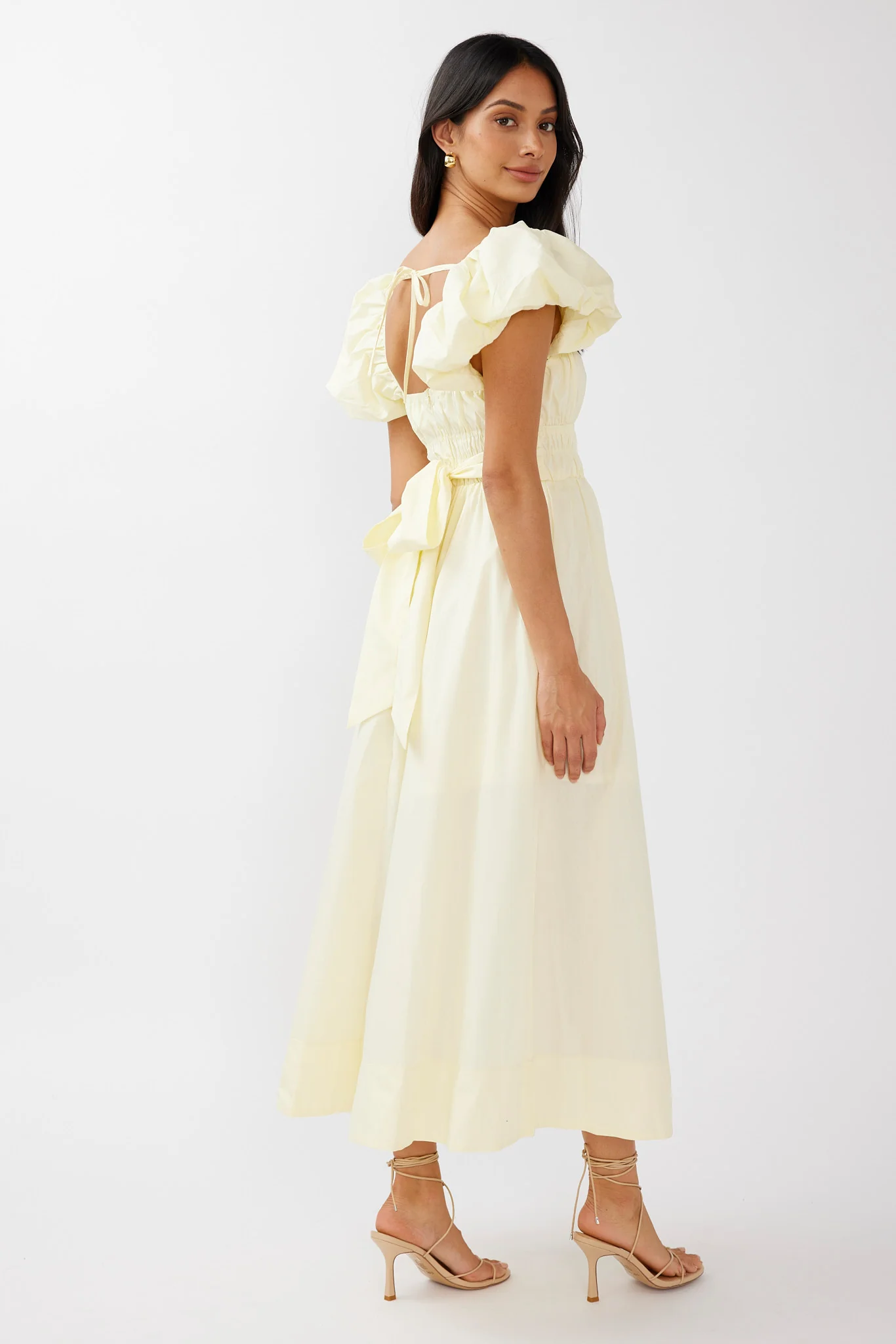 Rose Meadow Puffed Sleeve Midi Dress Banana - Image 3