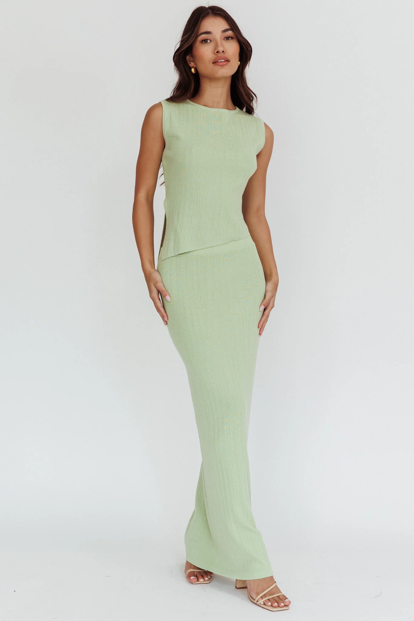 Rossana Ribbed Maxi Skirt Sage - Image 6