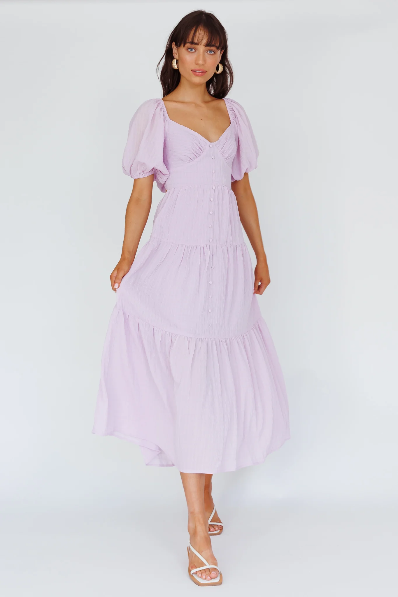 Royce Bow Back Midi Dress Lilac - Image 3