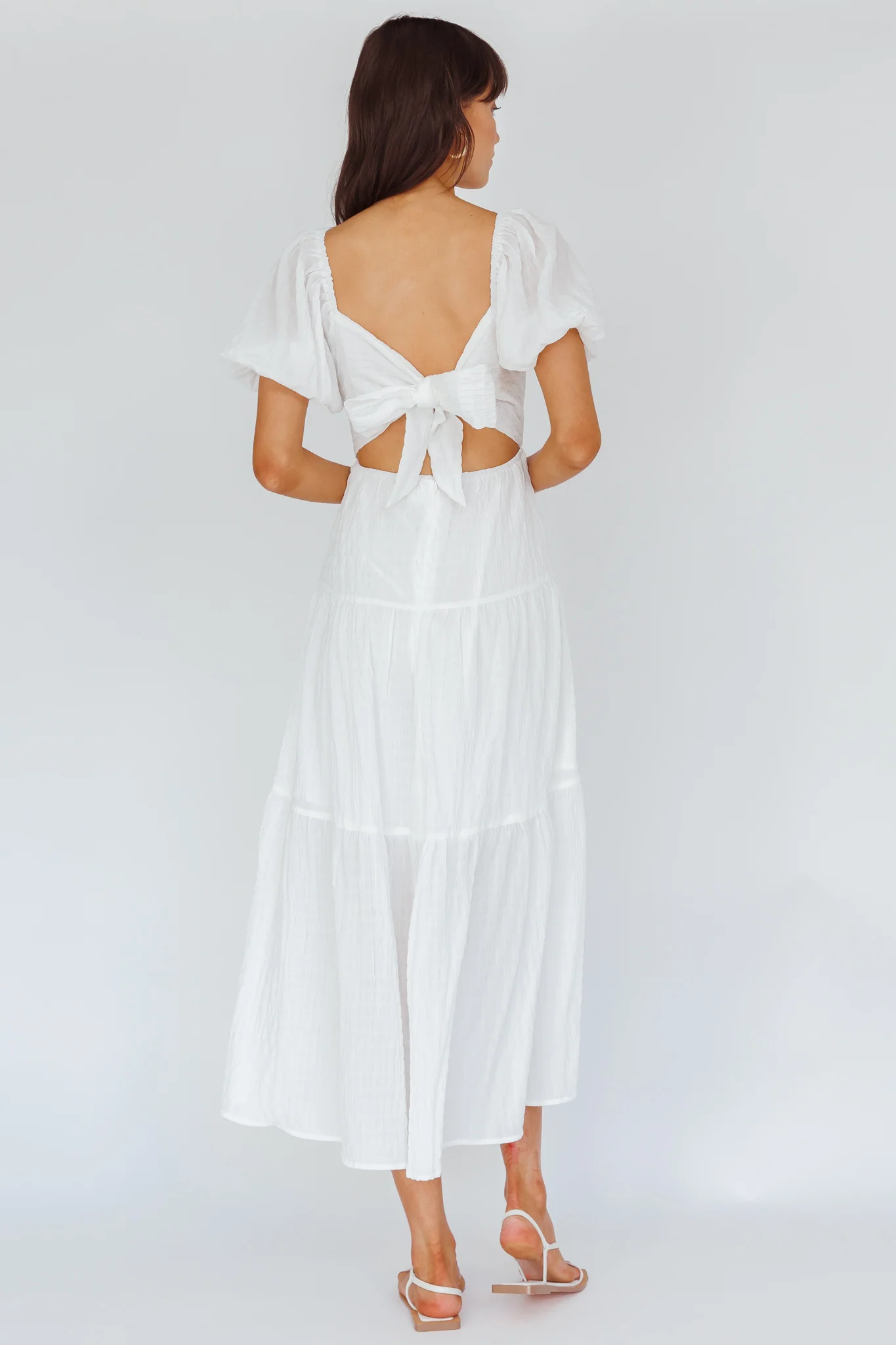 Royce Bow Back Midi Dress White - Image 2