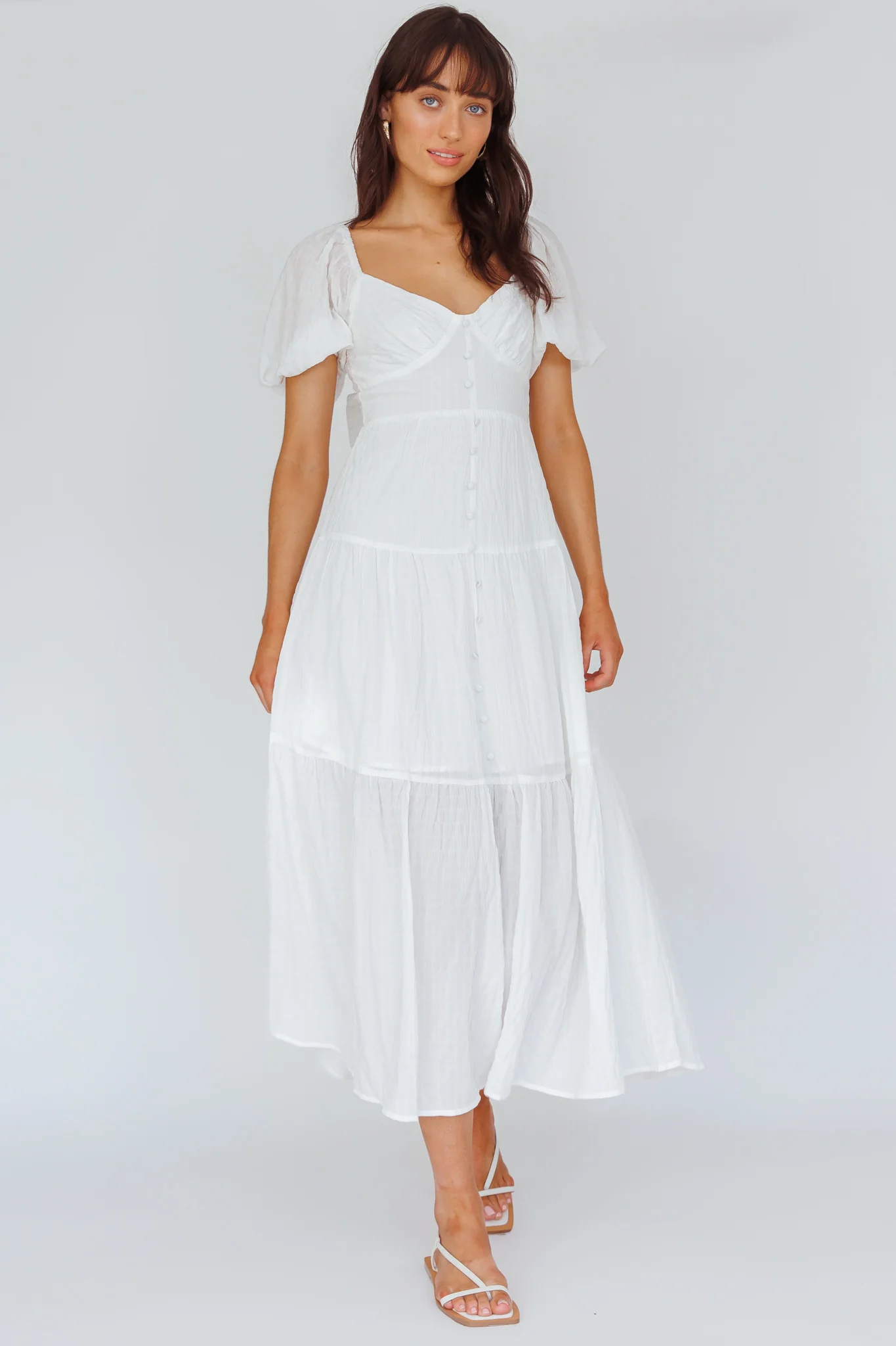 Royce Bow Back Midi Dress White - Image 3