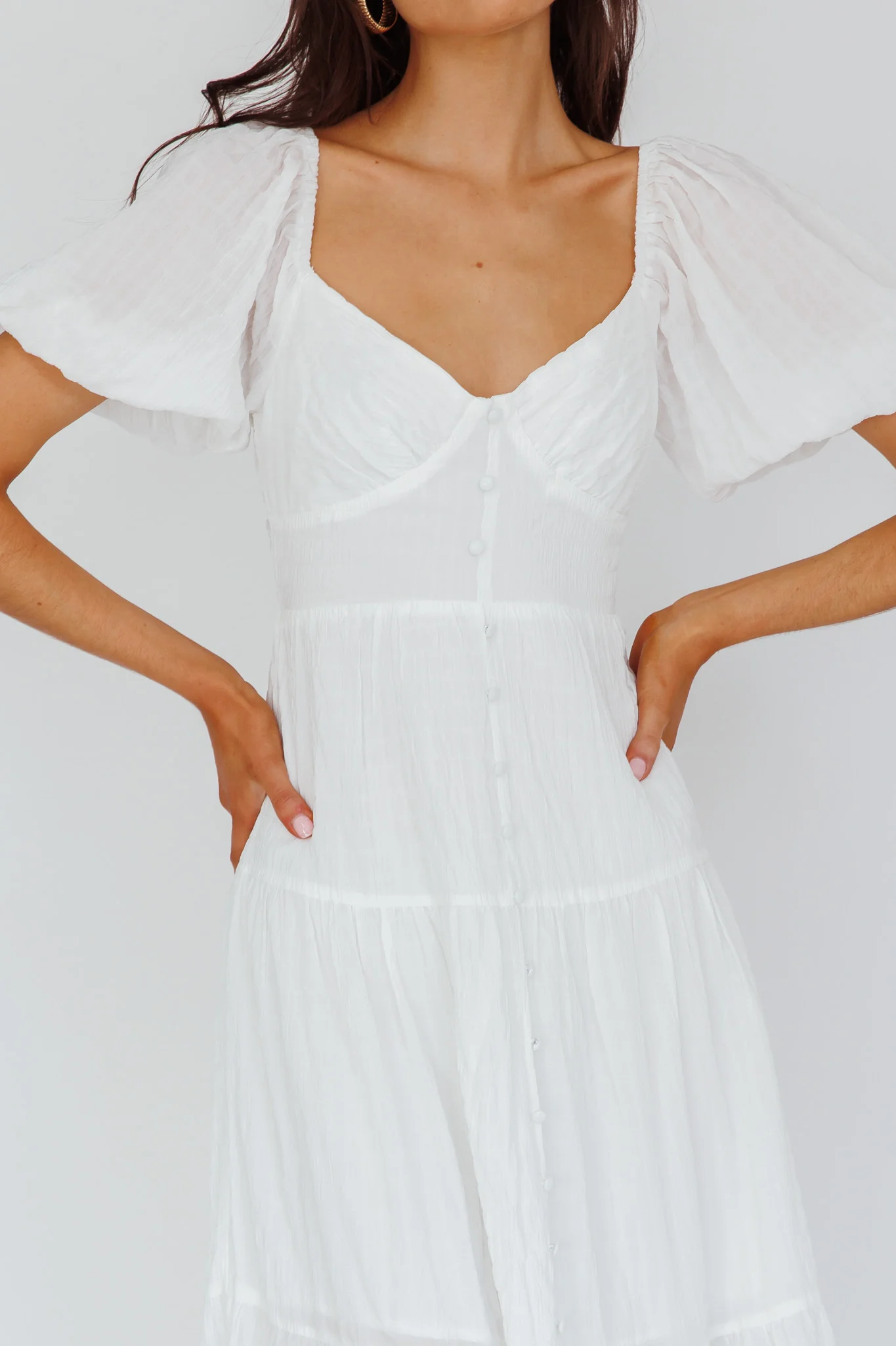 Royce Bow Back Midi Dress White - Image 4