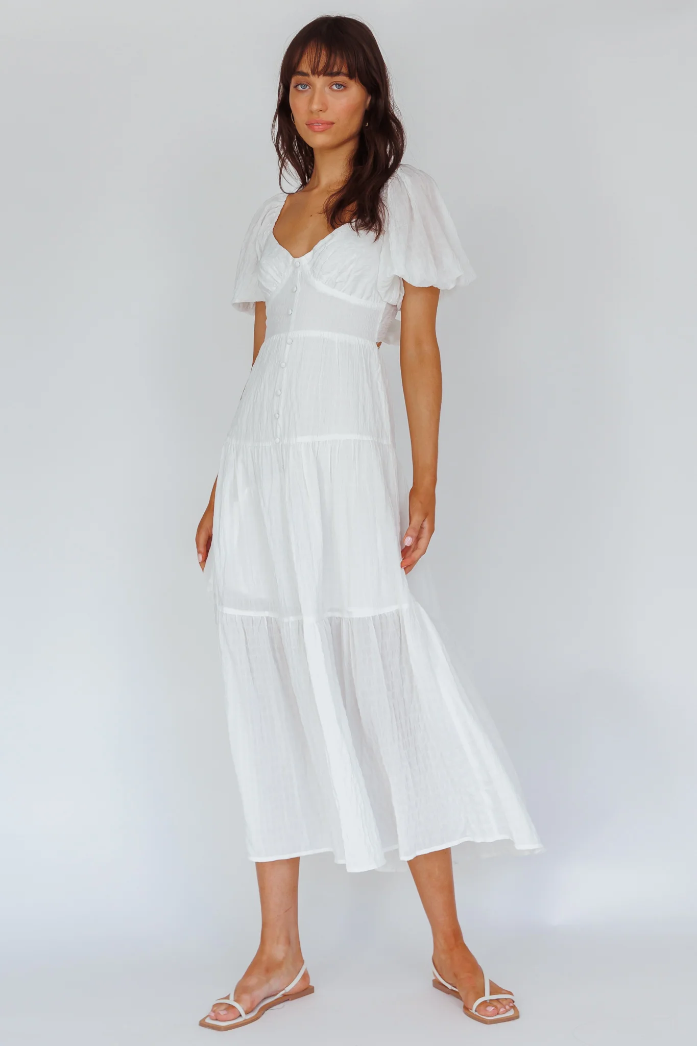 Royce Bow Back Midi Dress White - Image 5