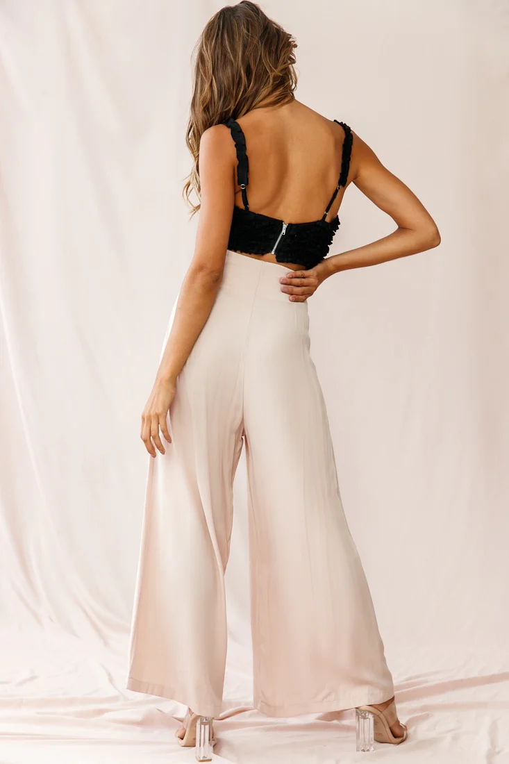 Saigon Wide Leg Eyelet Pants Mocha - Image 3