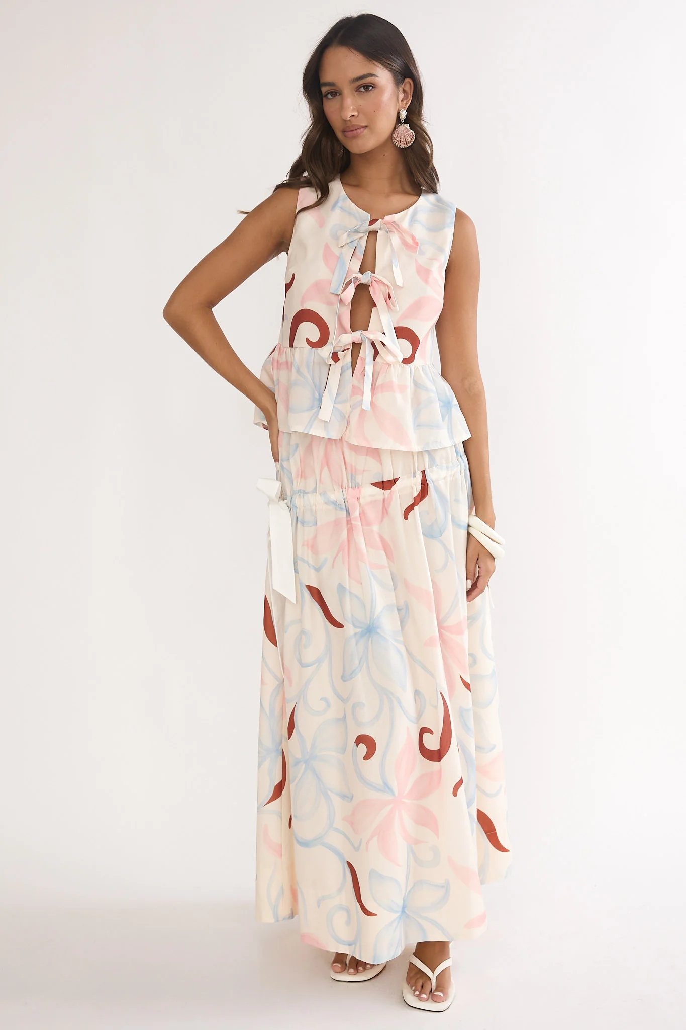 Salty Sea Side Bow Maxi Skirt Floral - Image 5