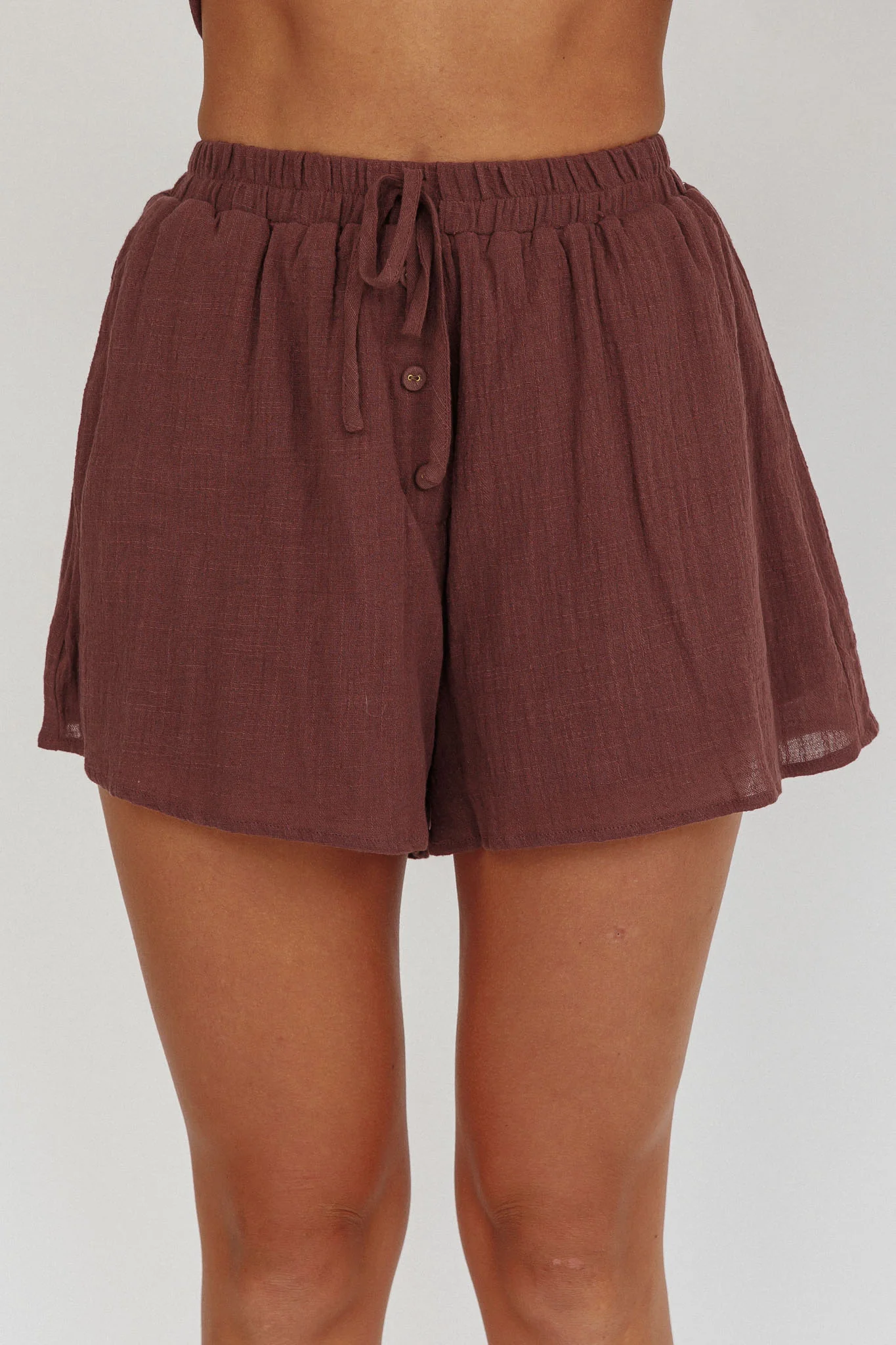 Salty Sea Waist Tie Shorts Chocolate - Image 3