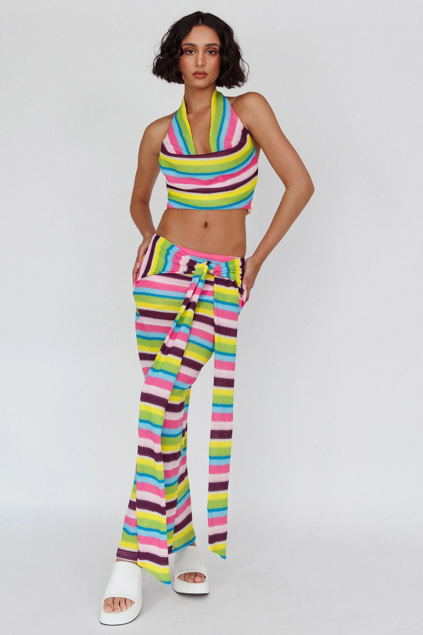 Sammi Tie Waist Knit Maxi Skirt Blue Multi - Image 5