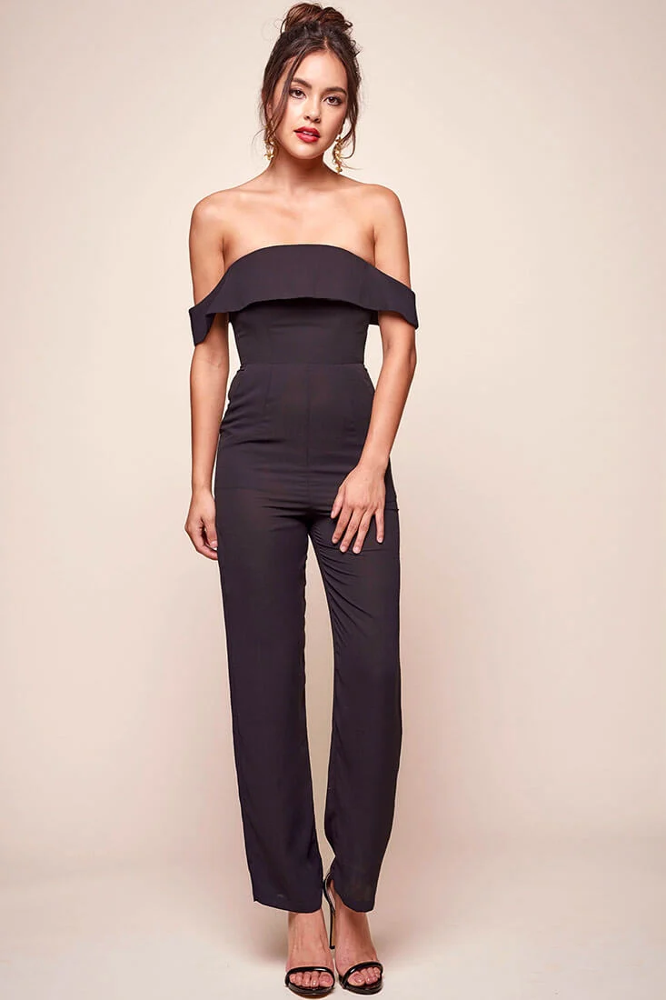 Sarah Summer Nights Ruffle Top Jumpsuit Black - Image 2