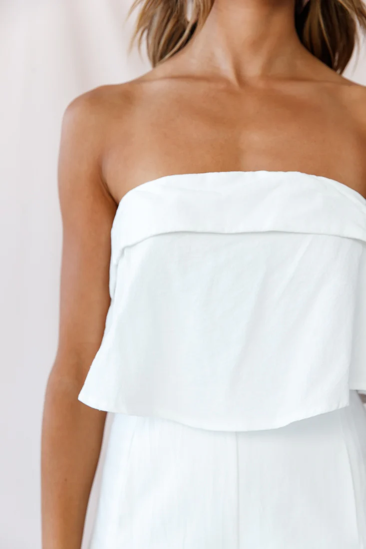 Saturday Layered Bandeau Wide Leg Capri Jumpsuit White - Image 4