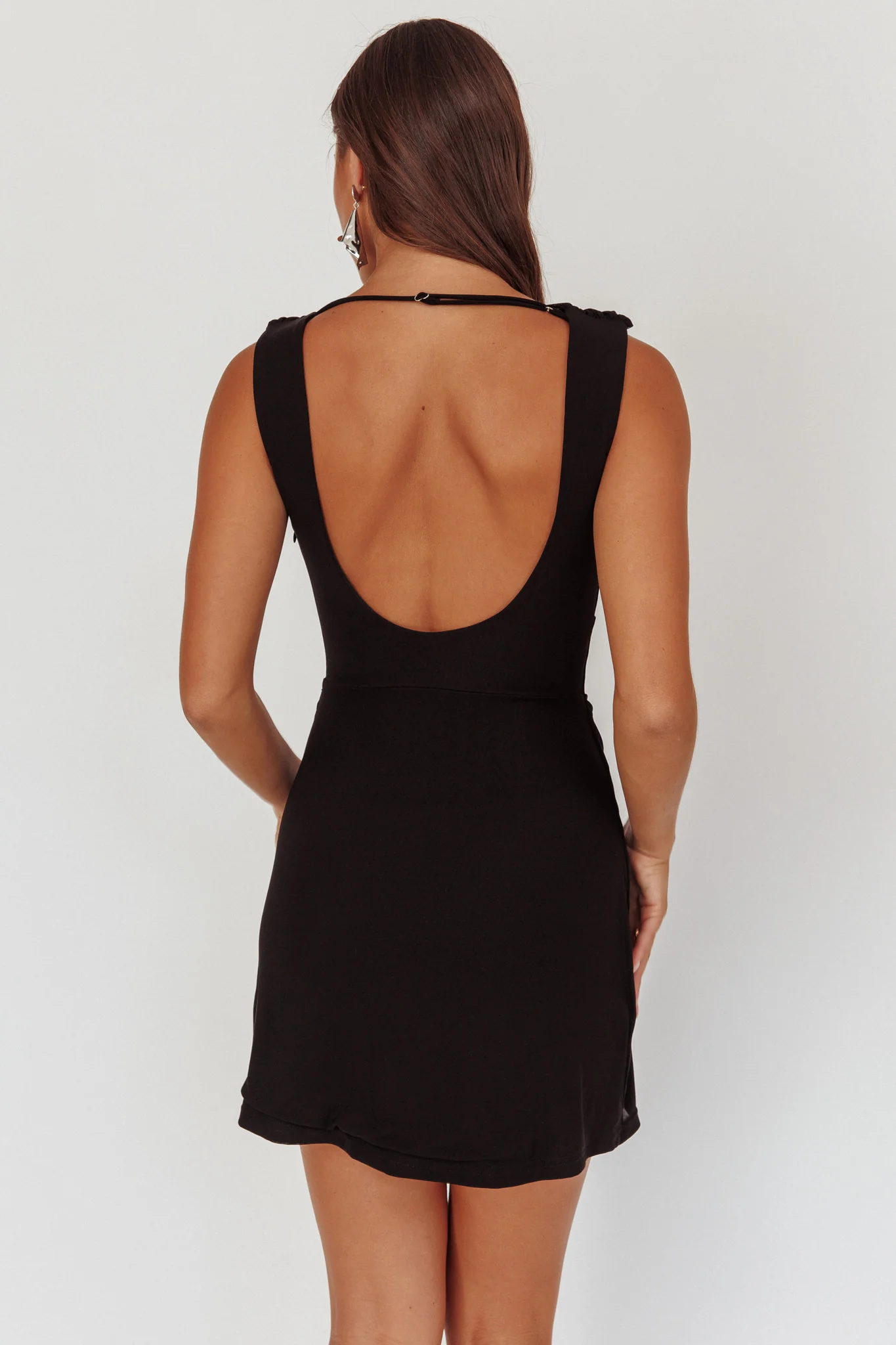 Saved Draped Neck Mini Dress Black - Image 2