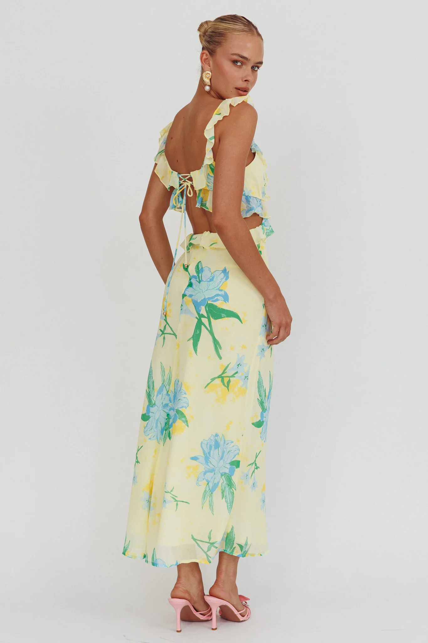 Second Chances Ruffle Trim Maxi Dress Lily Blue - Image 2