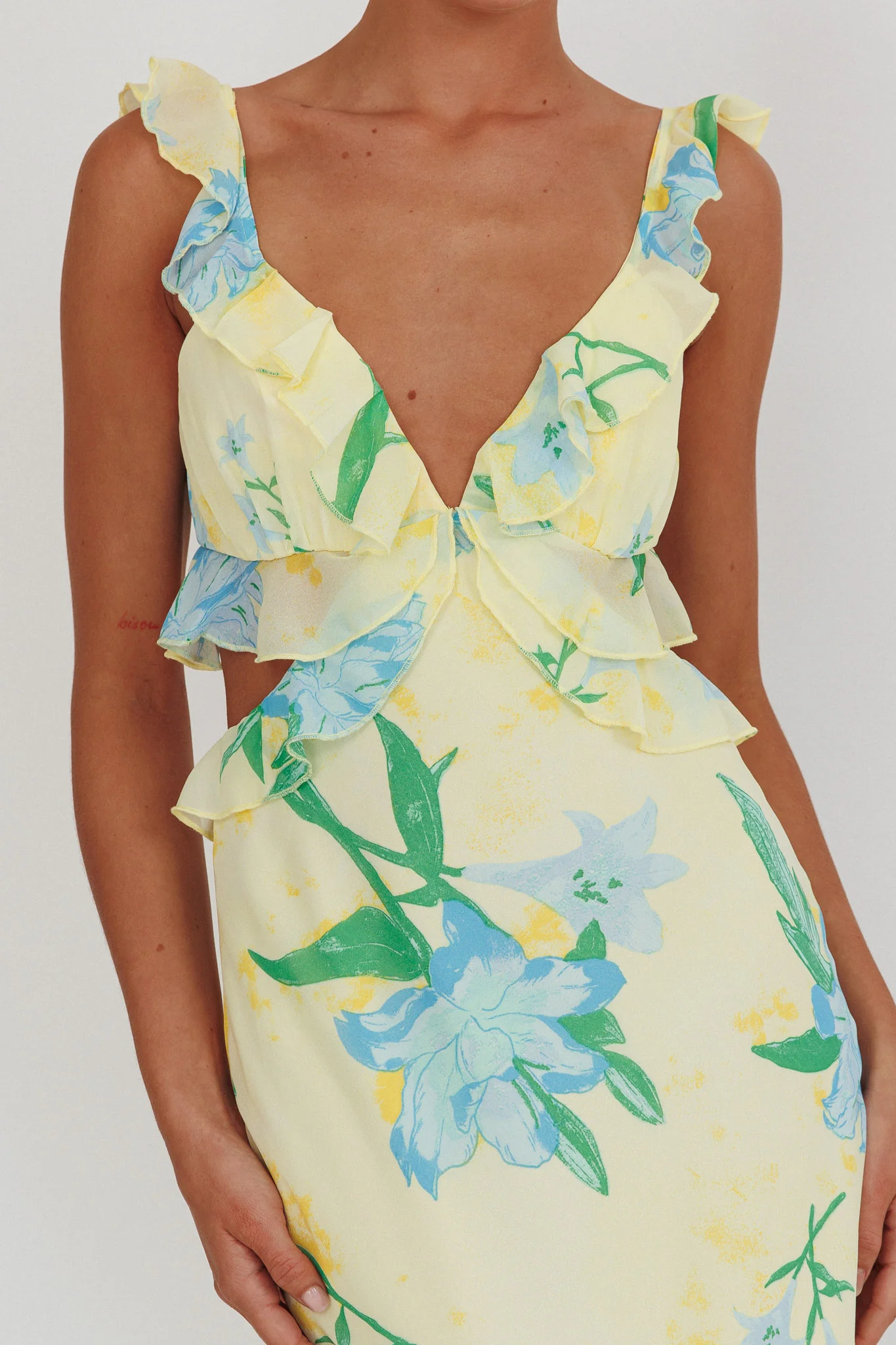 Second Chances Ruffle Trim Maxi Dress Lily Blue - Image 3