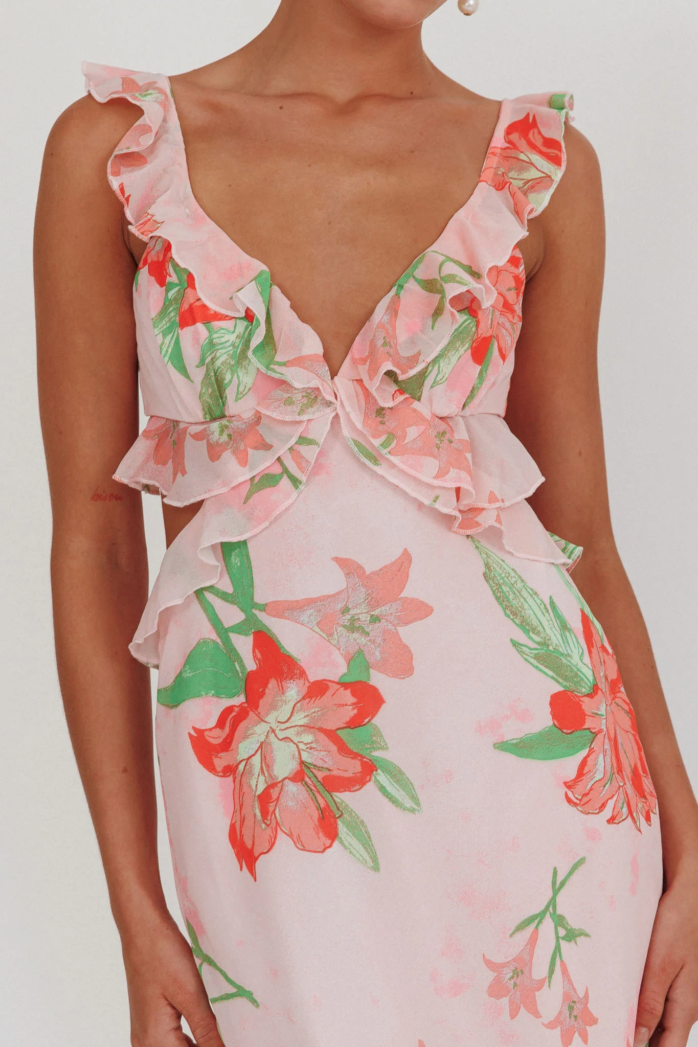 Second Chances Ruffle Trim Maxi Dress Lily Orange - Image 3