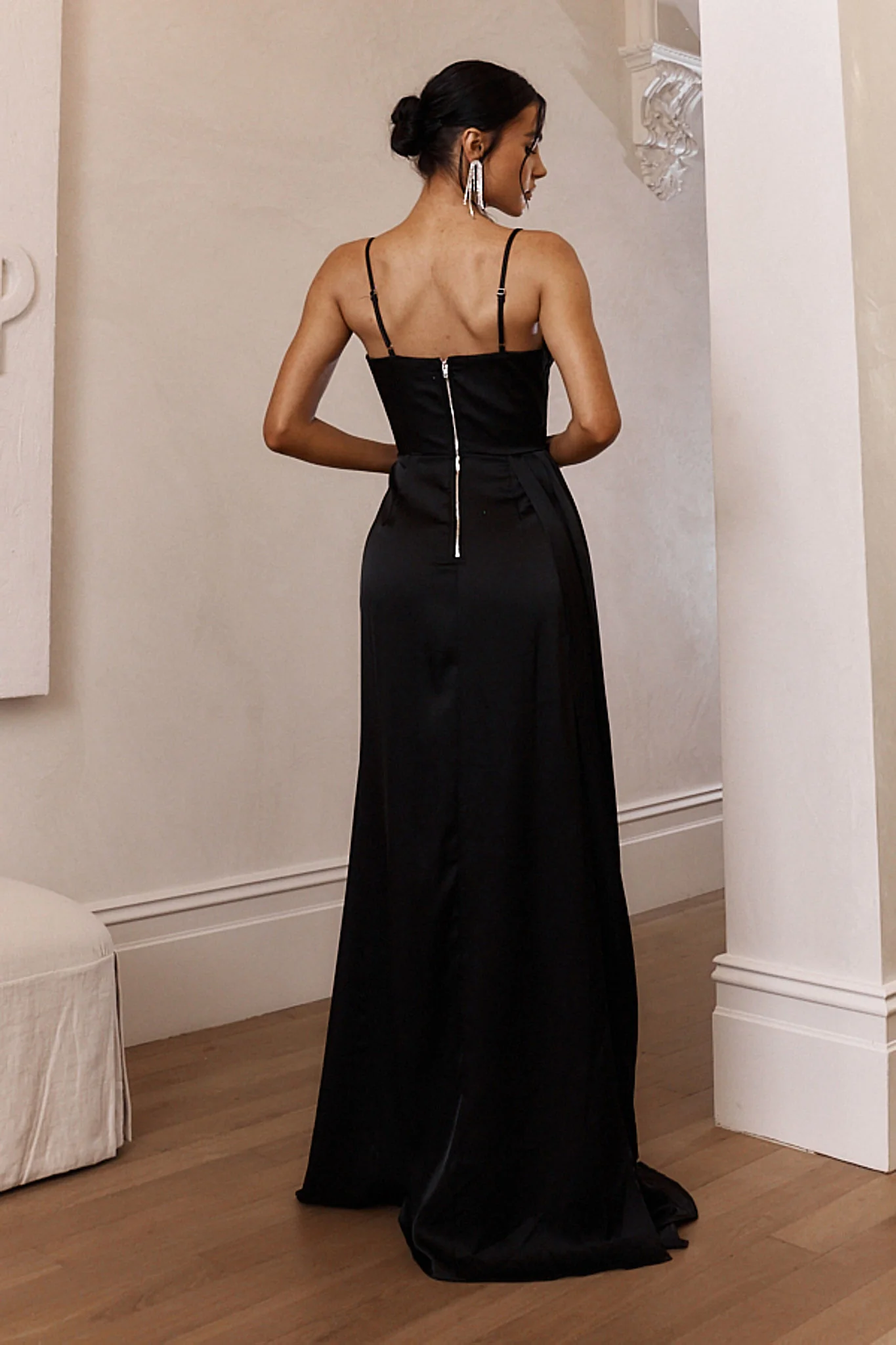 Secret Sweetheart Neckline Split Maxi Dress Black - Image 3
