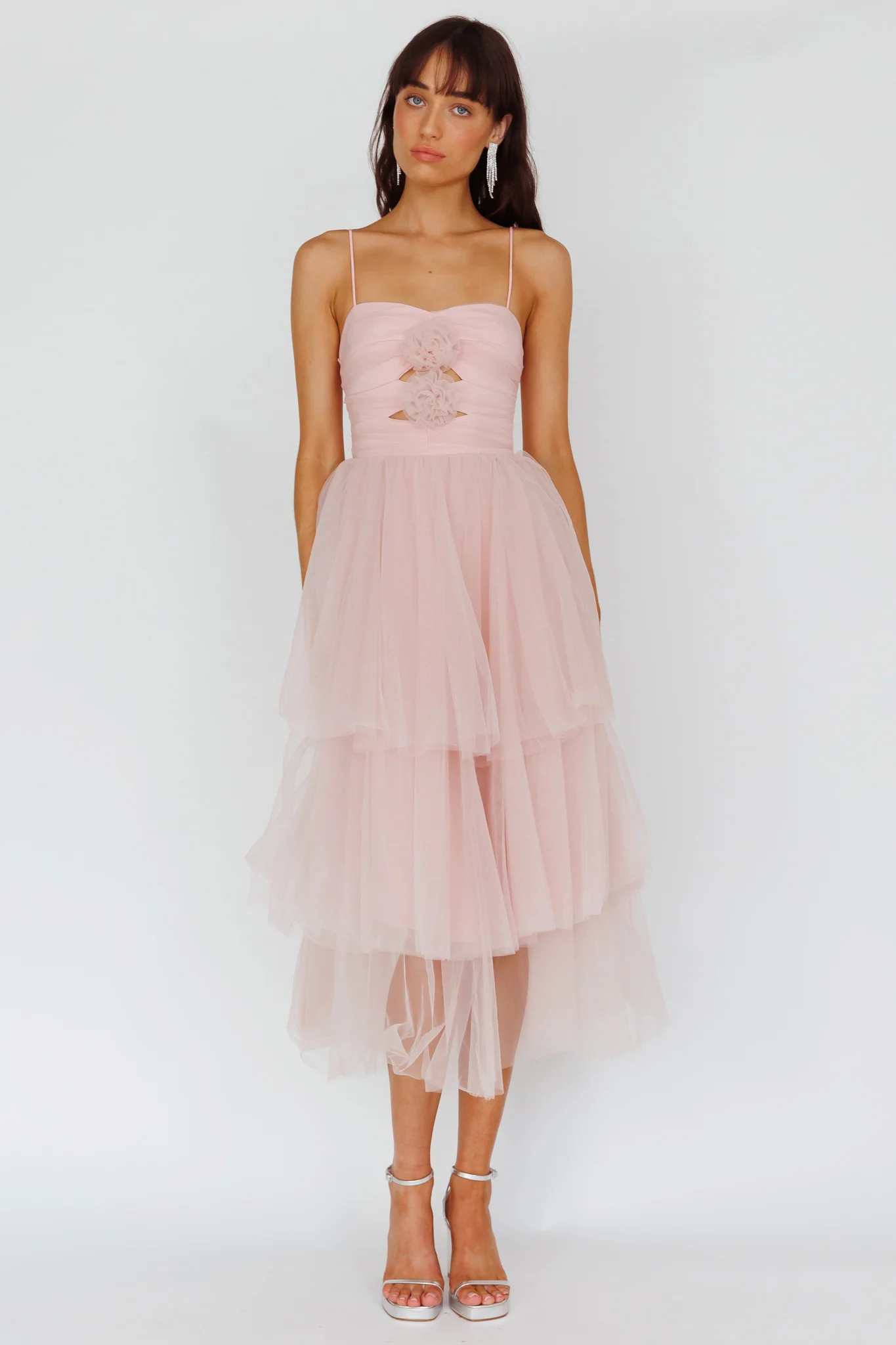 Seraphina Rose Bodice Tulle Midi Dress Blush - Image 2