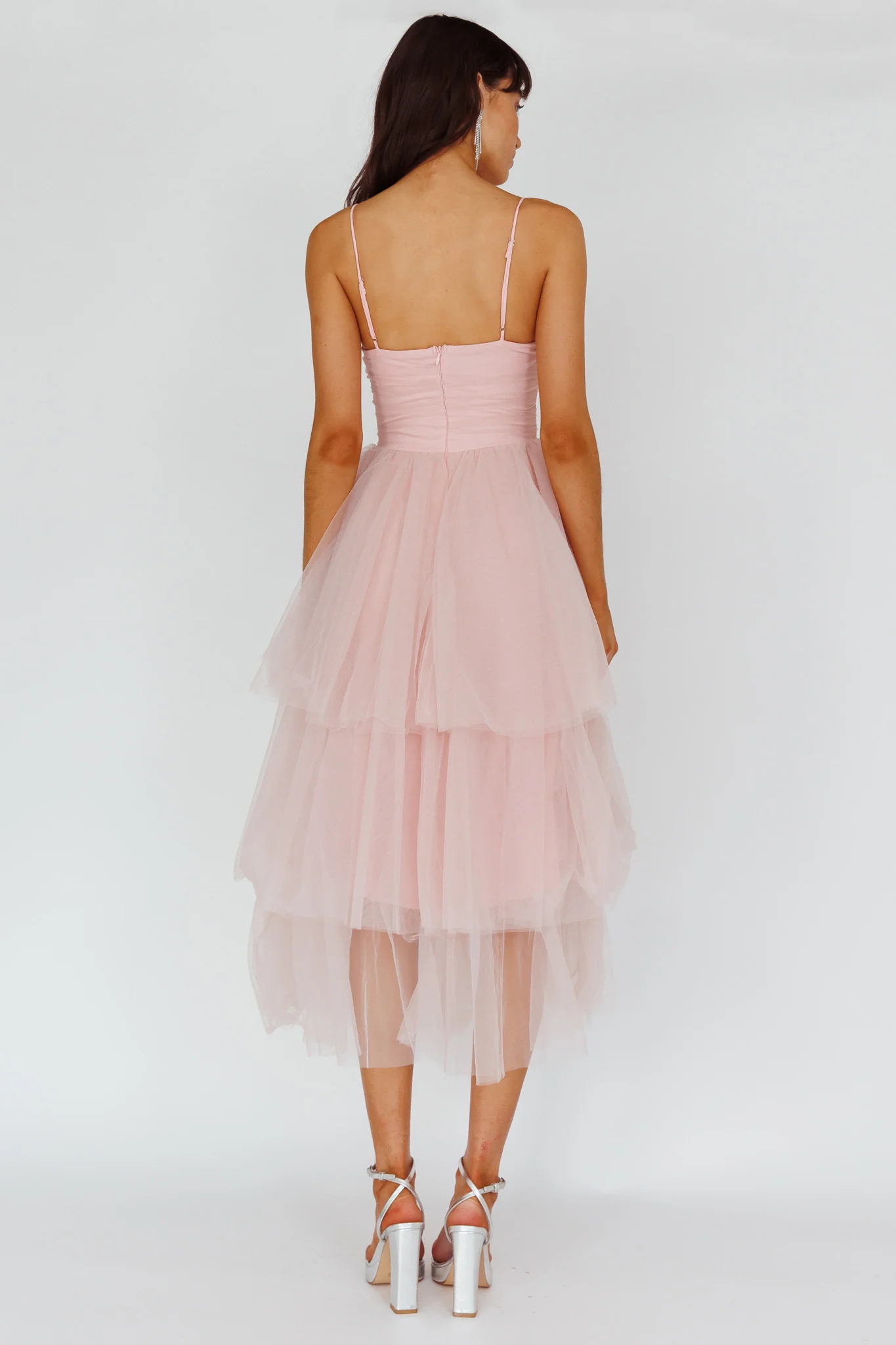 Seraphina Rose Bodice Tulle Midi Dress Blush - Image 3