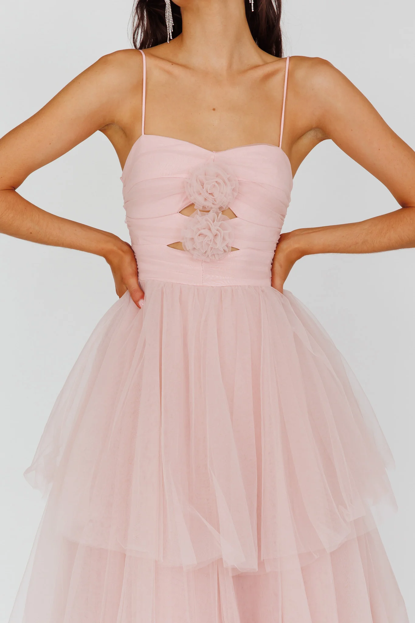 Seraphina Rose Bodice Tulle Midi Dress Blush - Image 4