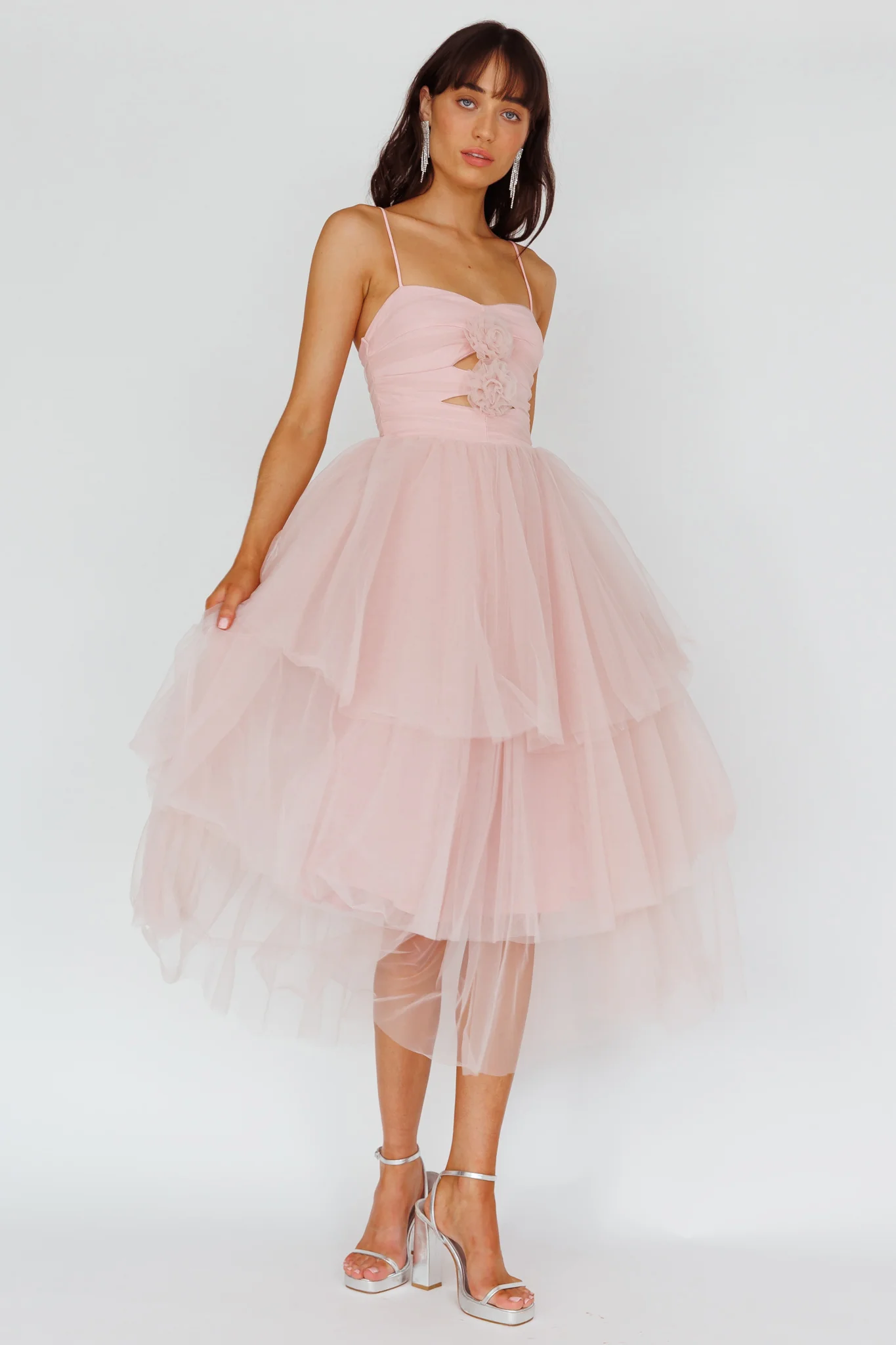 Seraphina Rose Bodice Tulle Midi Dress Blush - Image 5