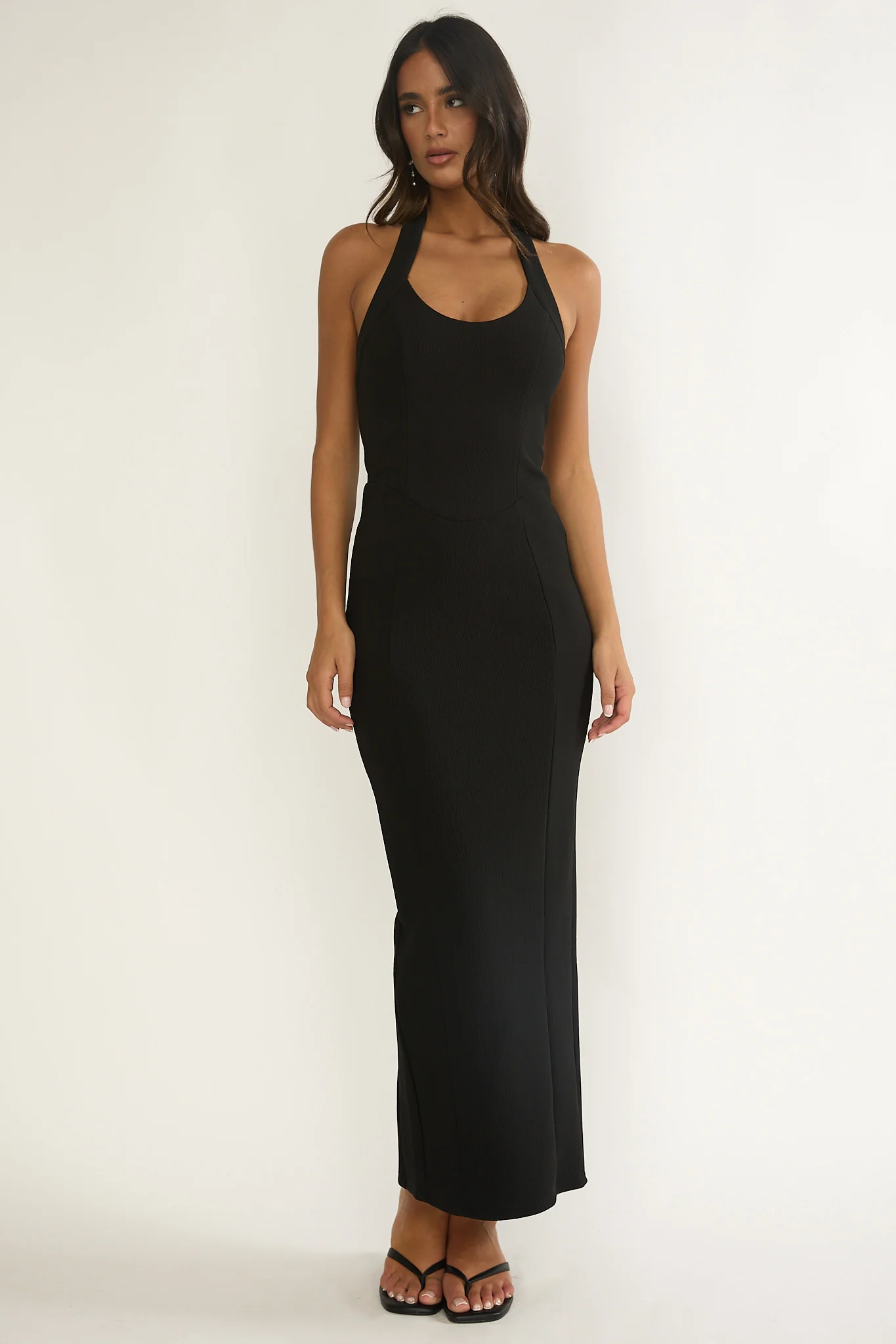 Shailyn Scoop Neck Halter Maxi Dress Black - Image 6