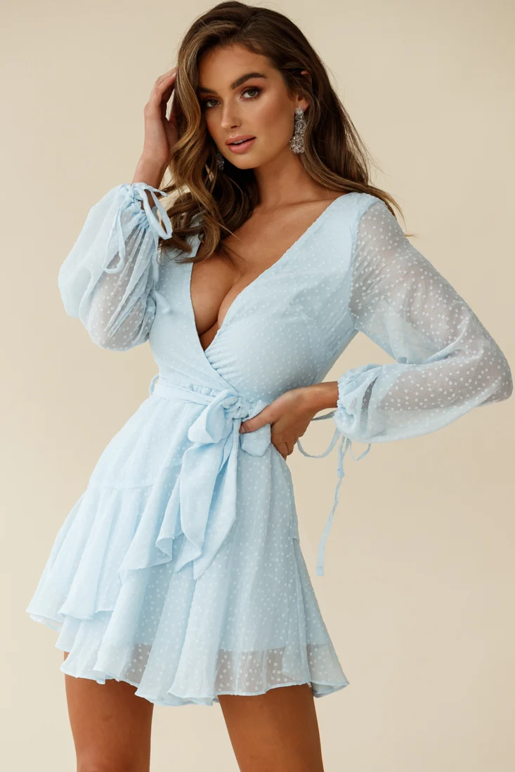 Sheri Hail Spot Chiffon Dress Blue - Image 10