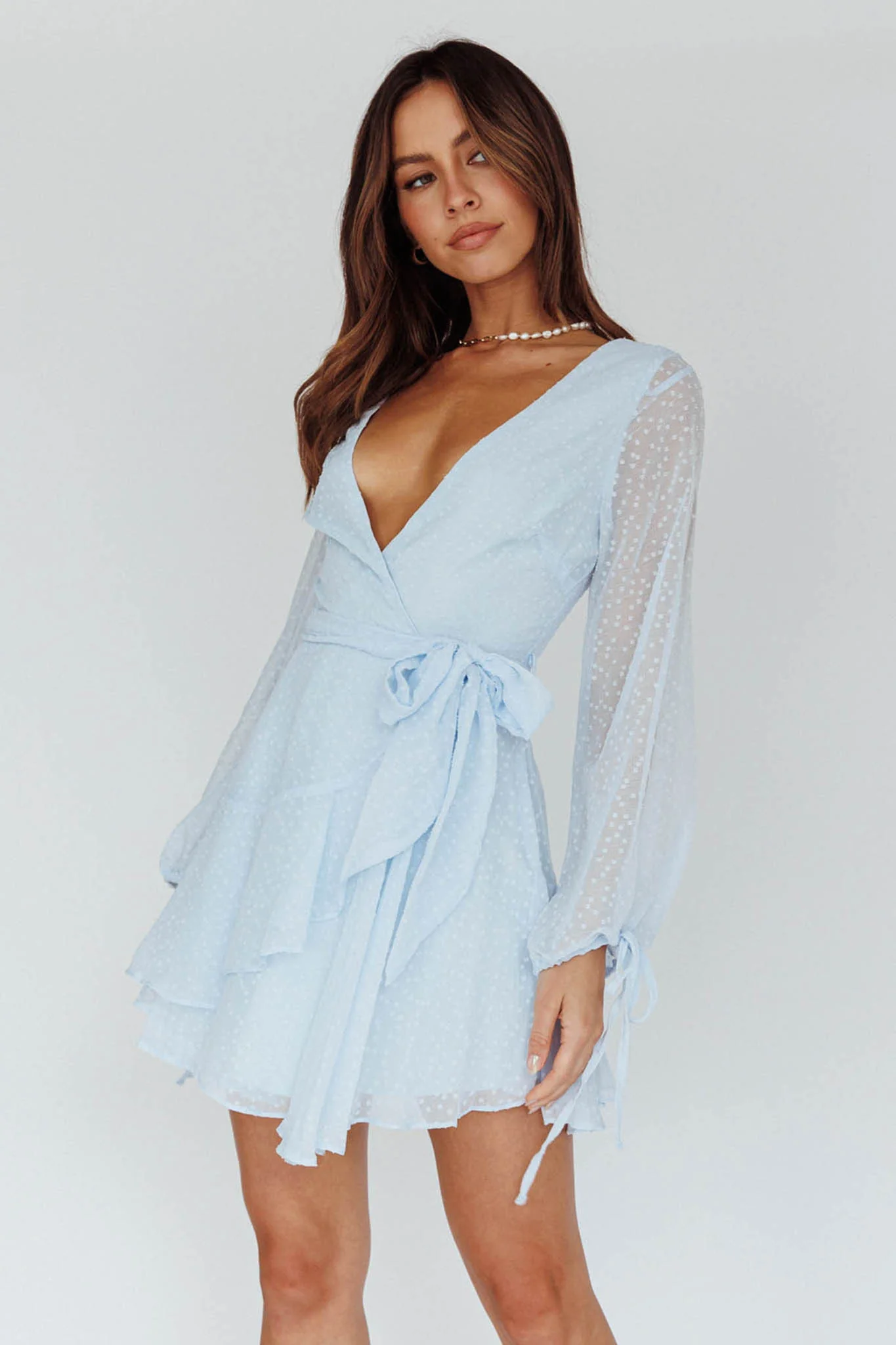 Sheri Hail Spot Chiffon Dress Blue - Image 8