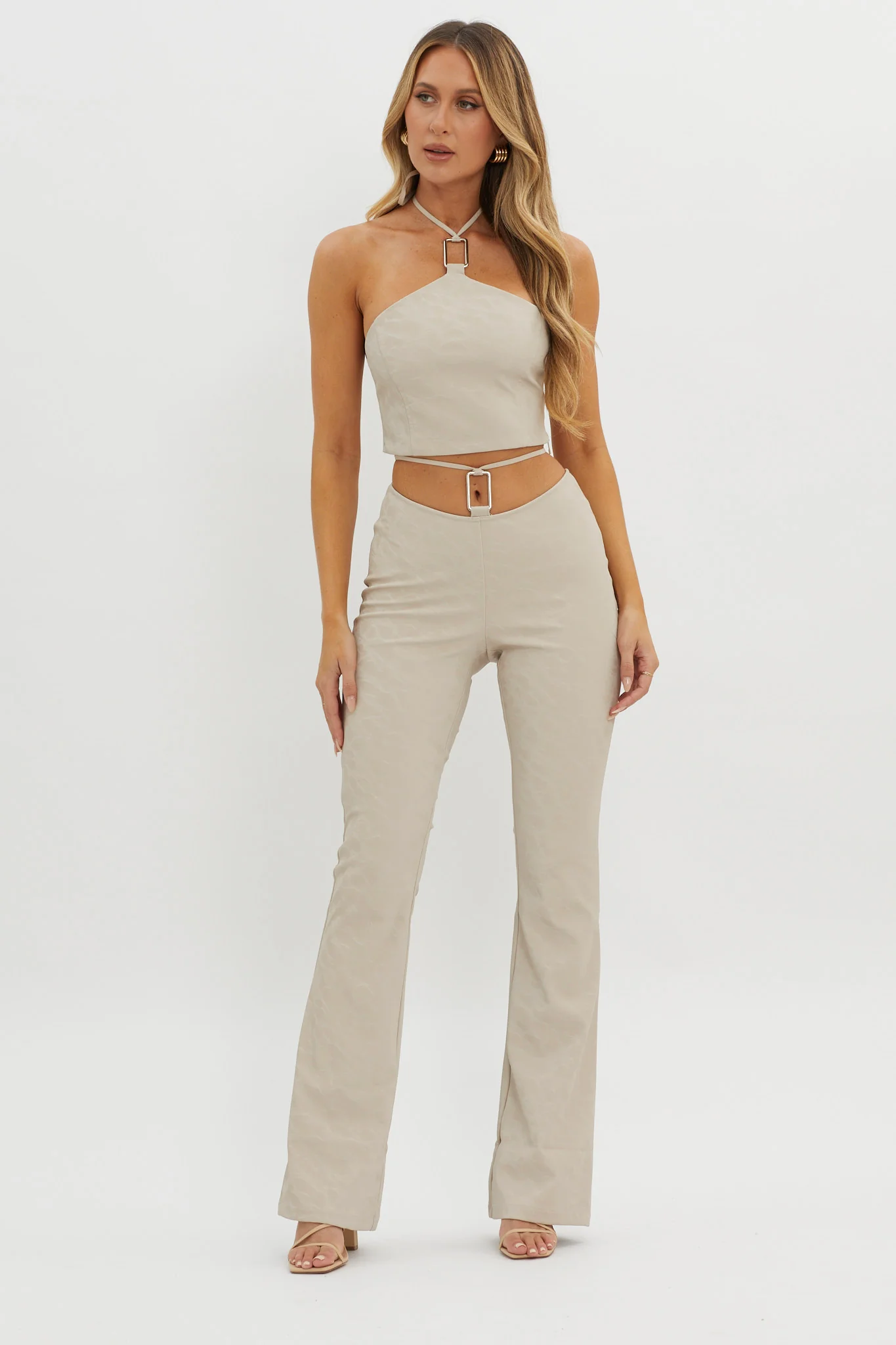She's A Gemini Halter Crop Top Dove - Image 4