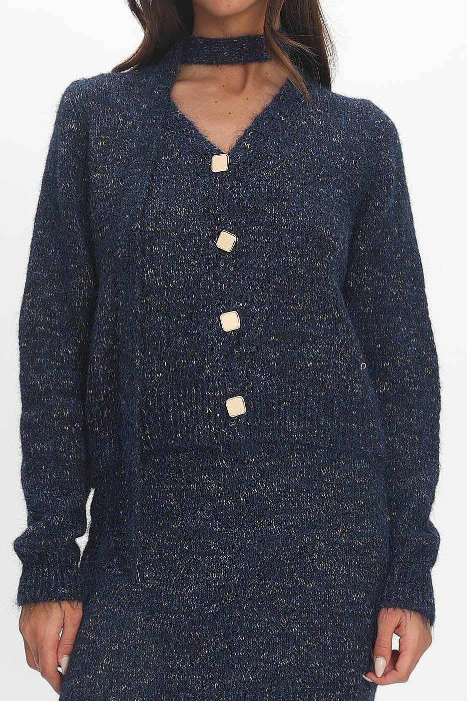 She's Good Button-Up Knit Top Navy - Image 5