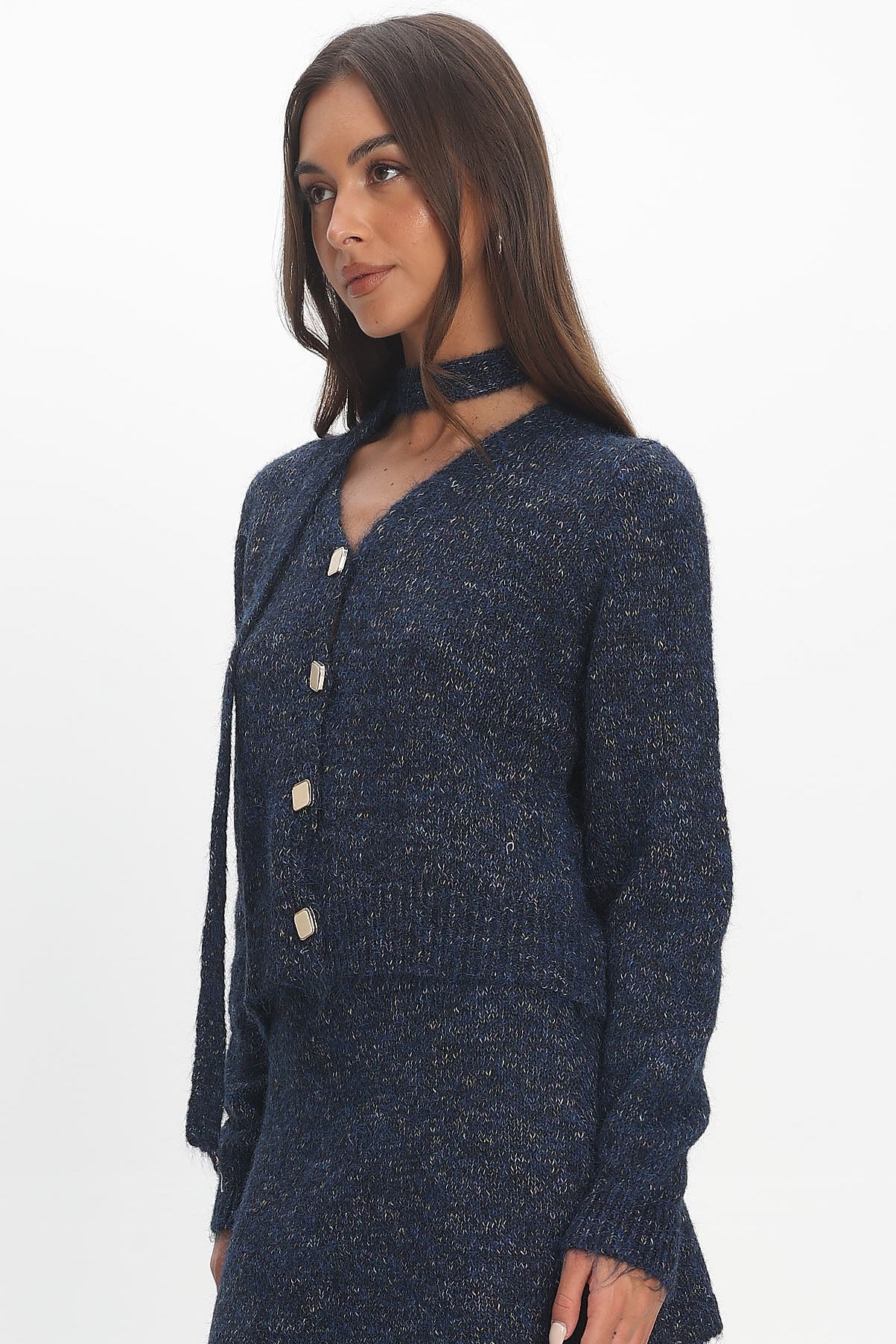 She's Good Button-Up Knit Top Navy - Image 6