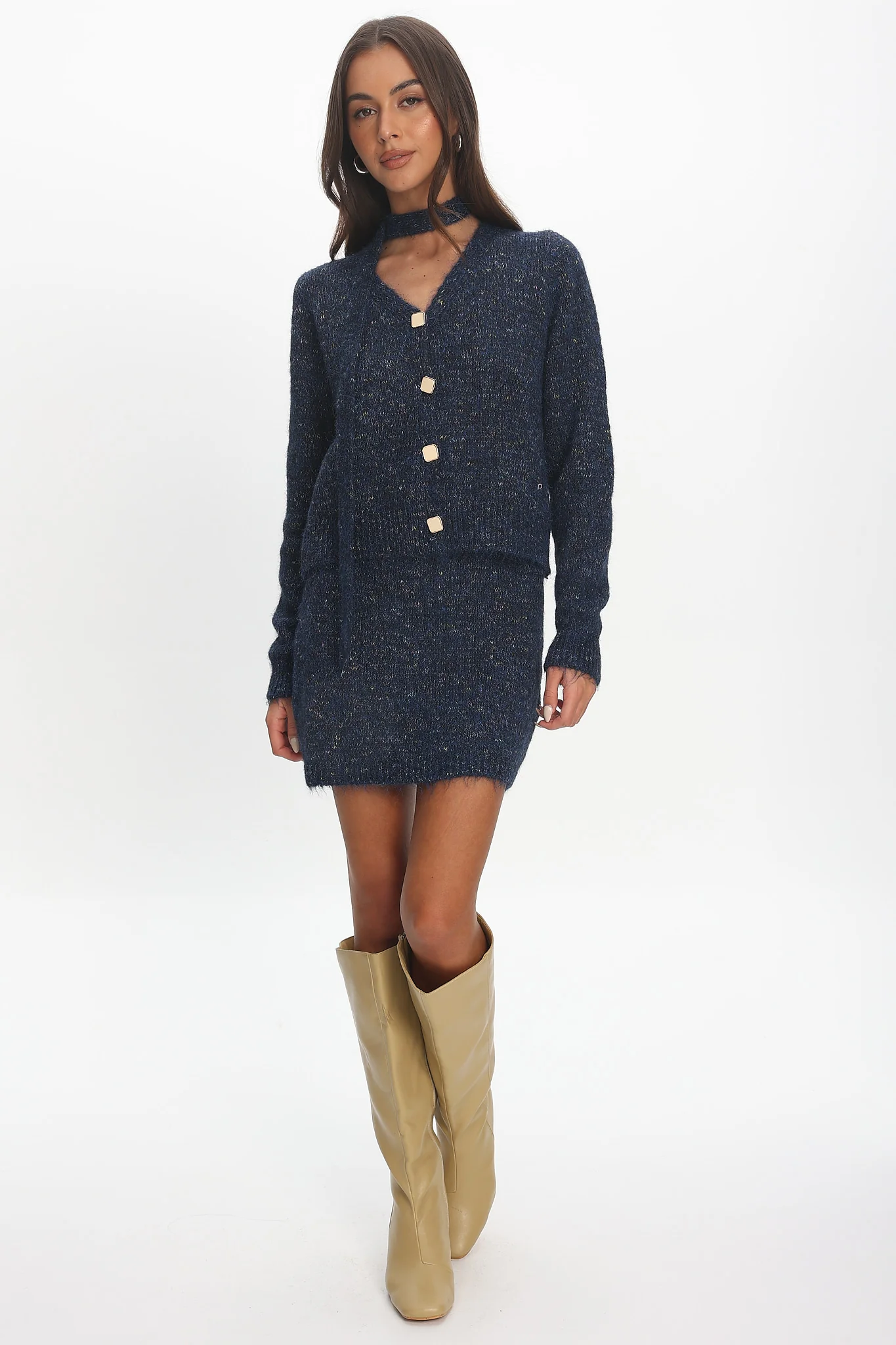 She's Good Knit Mini Skirt Navy - Image 2