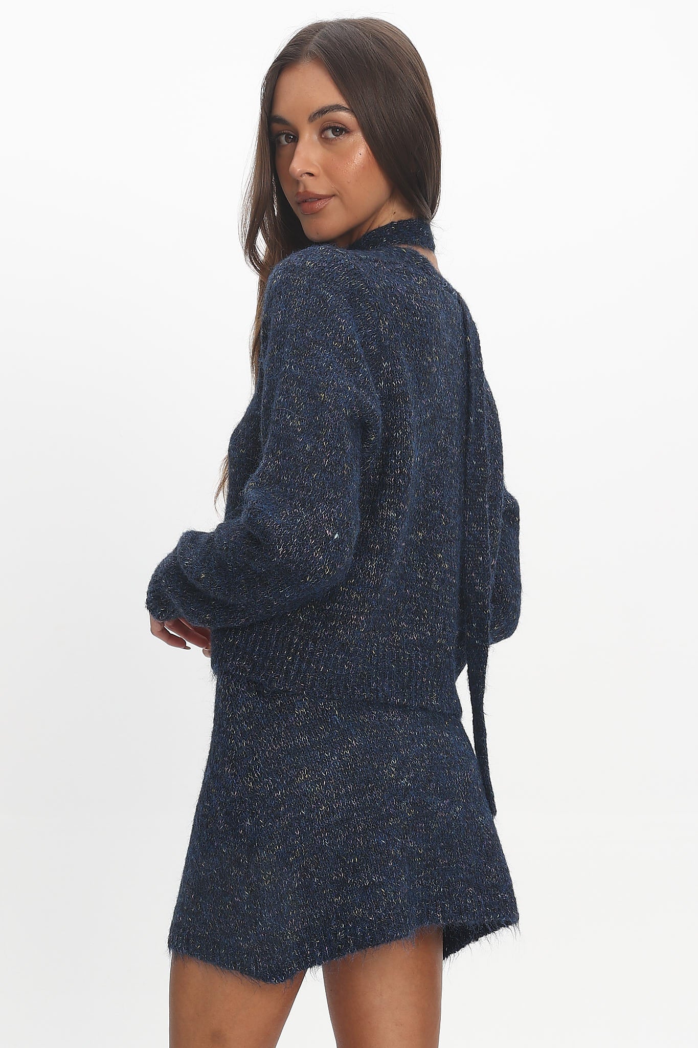 She's Good Knit Mini Skirt Navy - Image 3