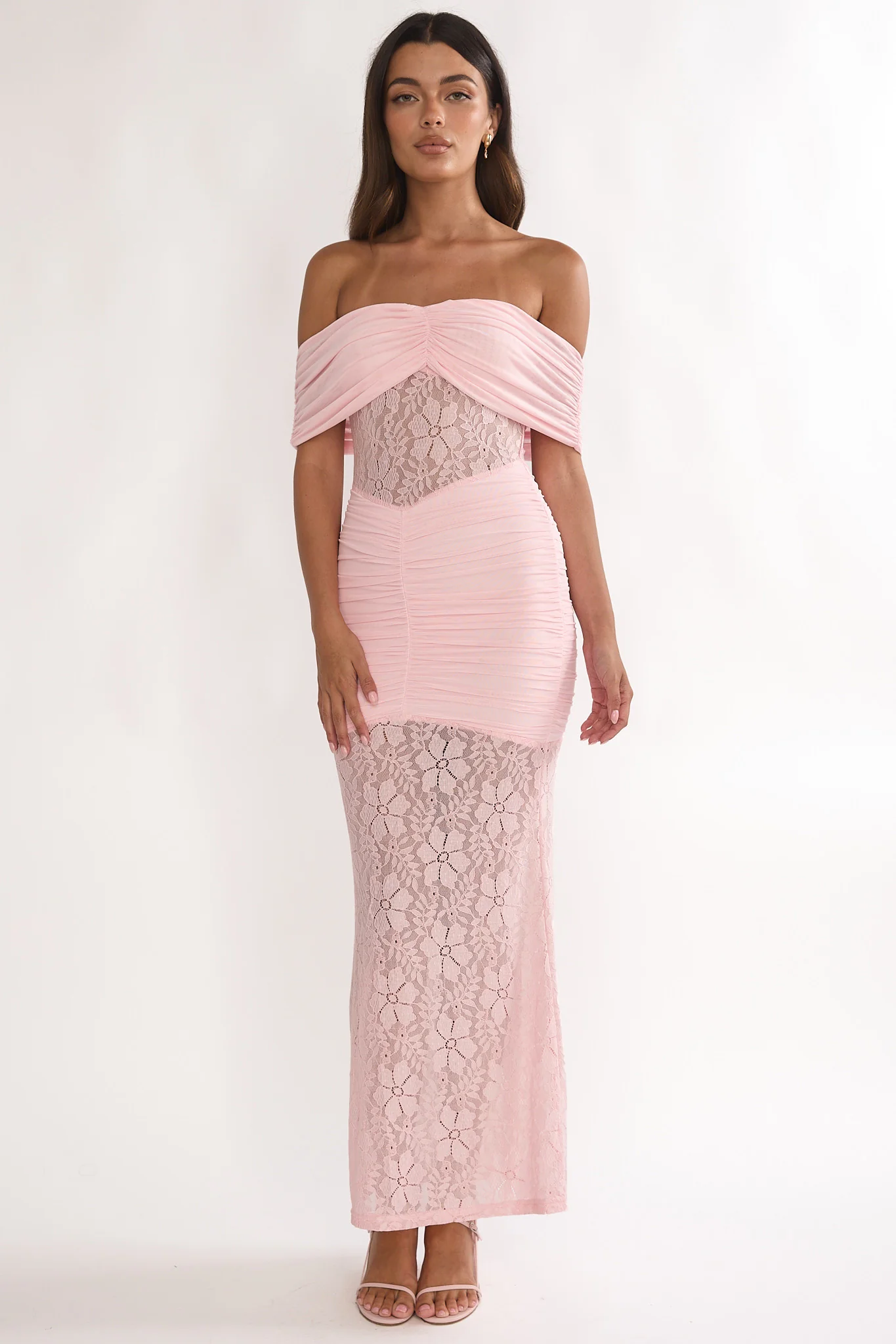 Silver Moon Off-Shoulder Maxi Dress Floral Pink - Image 5