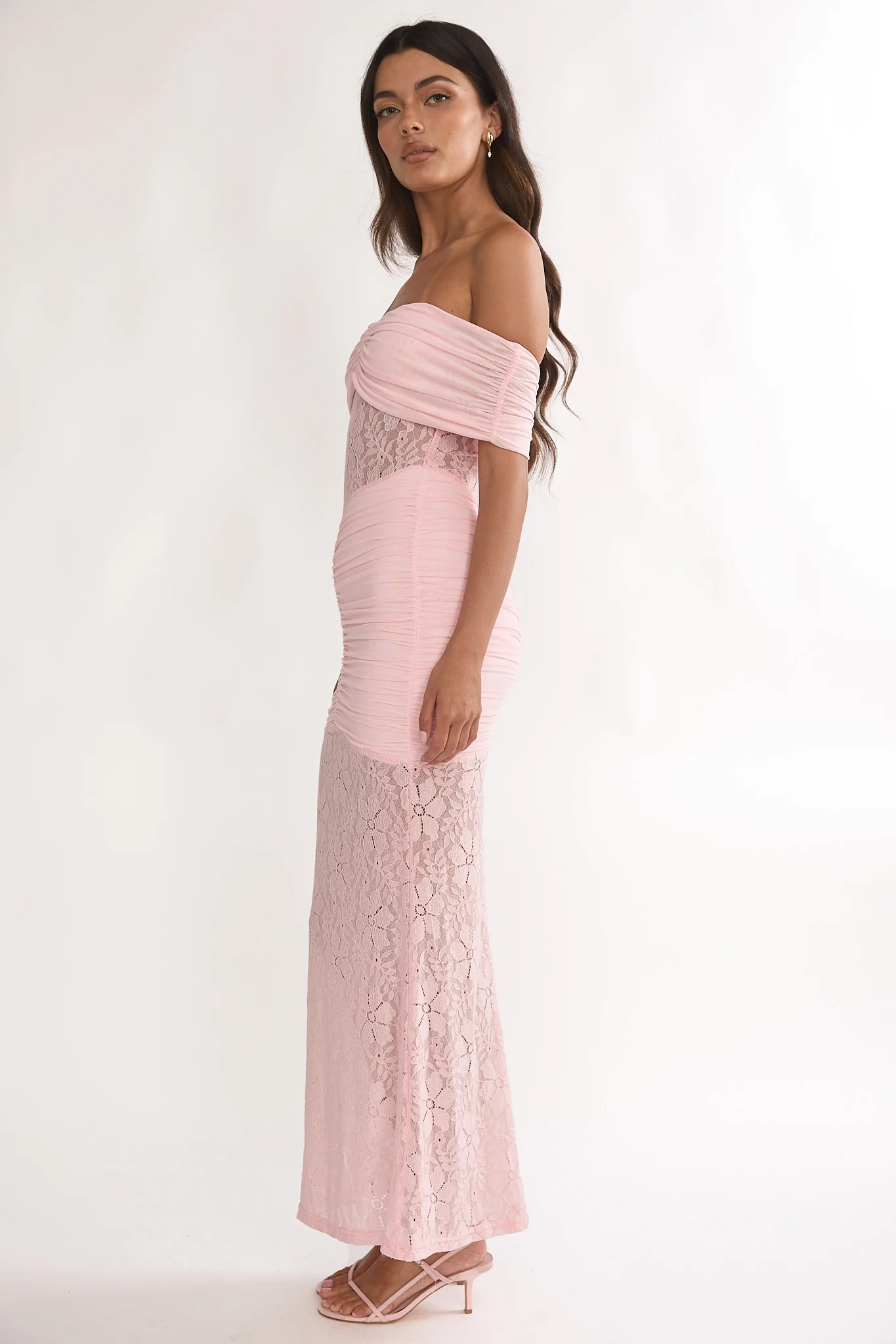 Silver Moon Off-Shoulder Maxi Dress Floral Pink - Image 6
