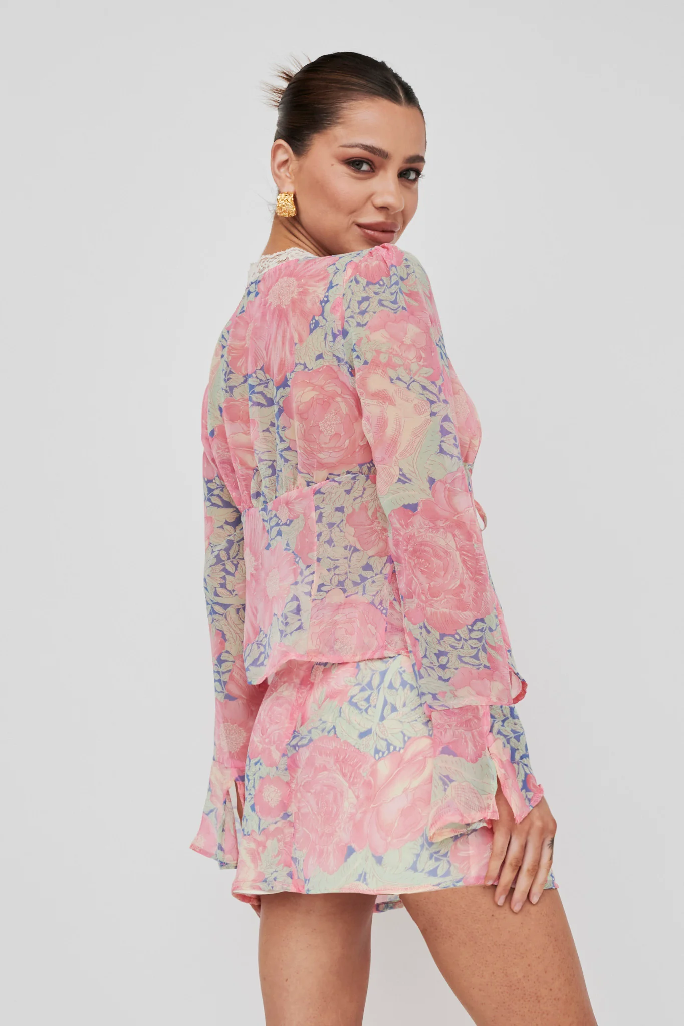 Sincerity Mini Skirt Floral Print Blue - Image 2