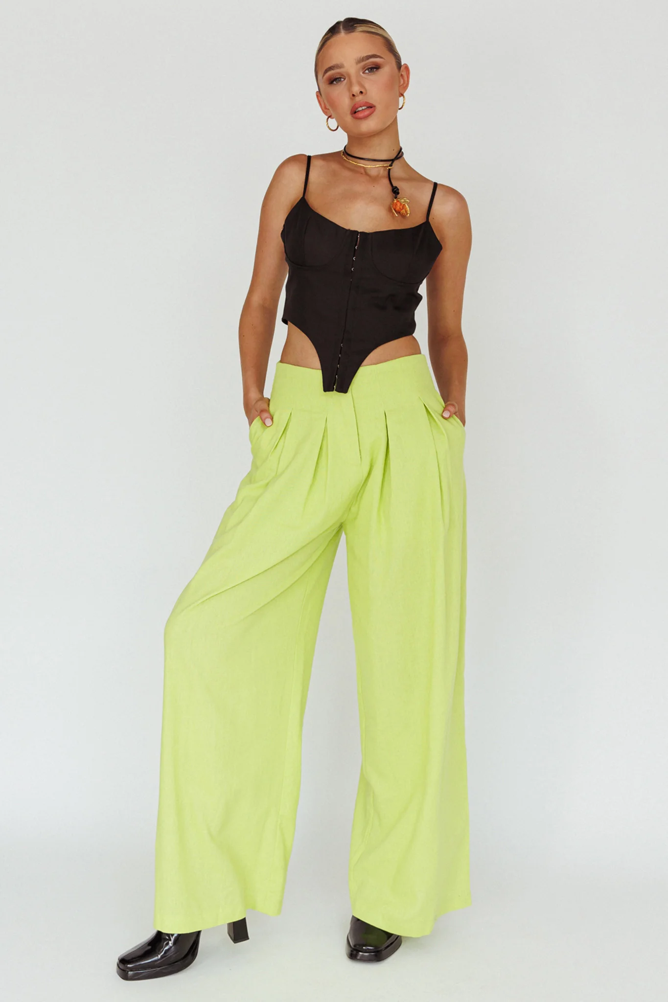 Sloan Side Pocket Trouser Pants Lime - Image 3