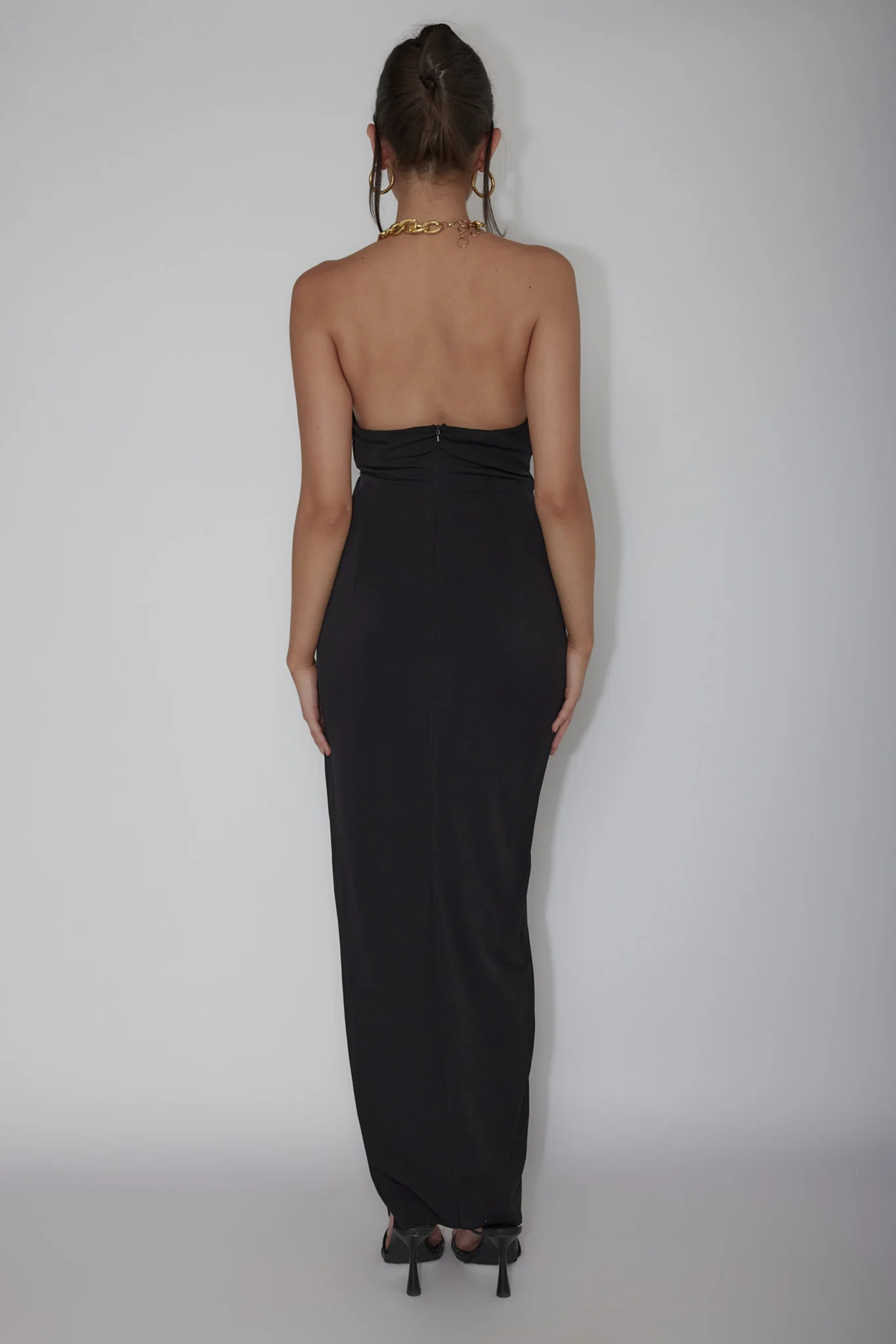 Slow Dance Chain Halter Midi Dress Black - Image 3
