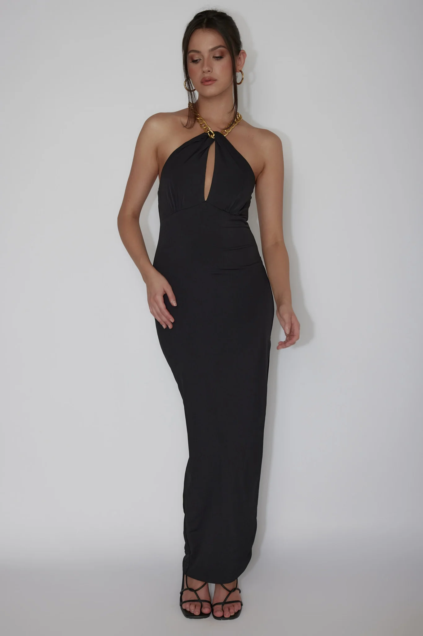 Slow Dance Chain Halter Midi Dress Black - Image 4
