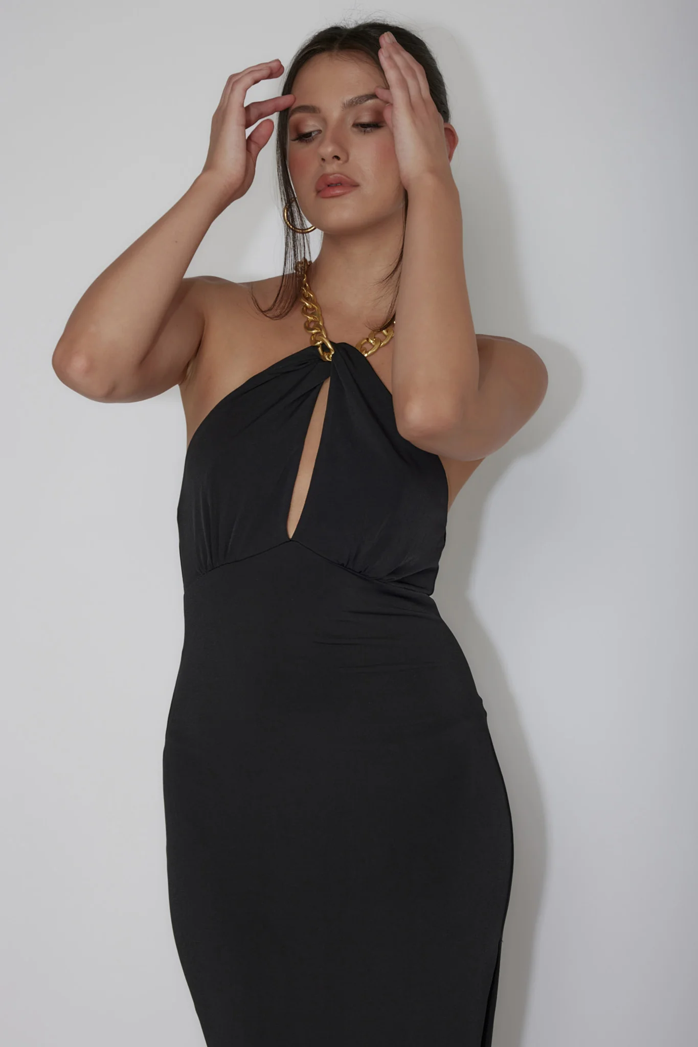 Slow Dance Chain Halter Midi Dress Black - Image 7