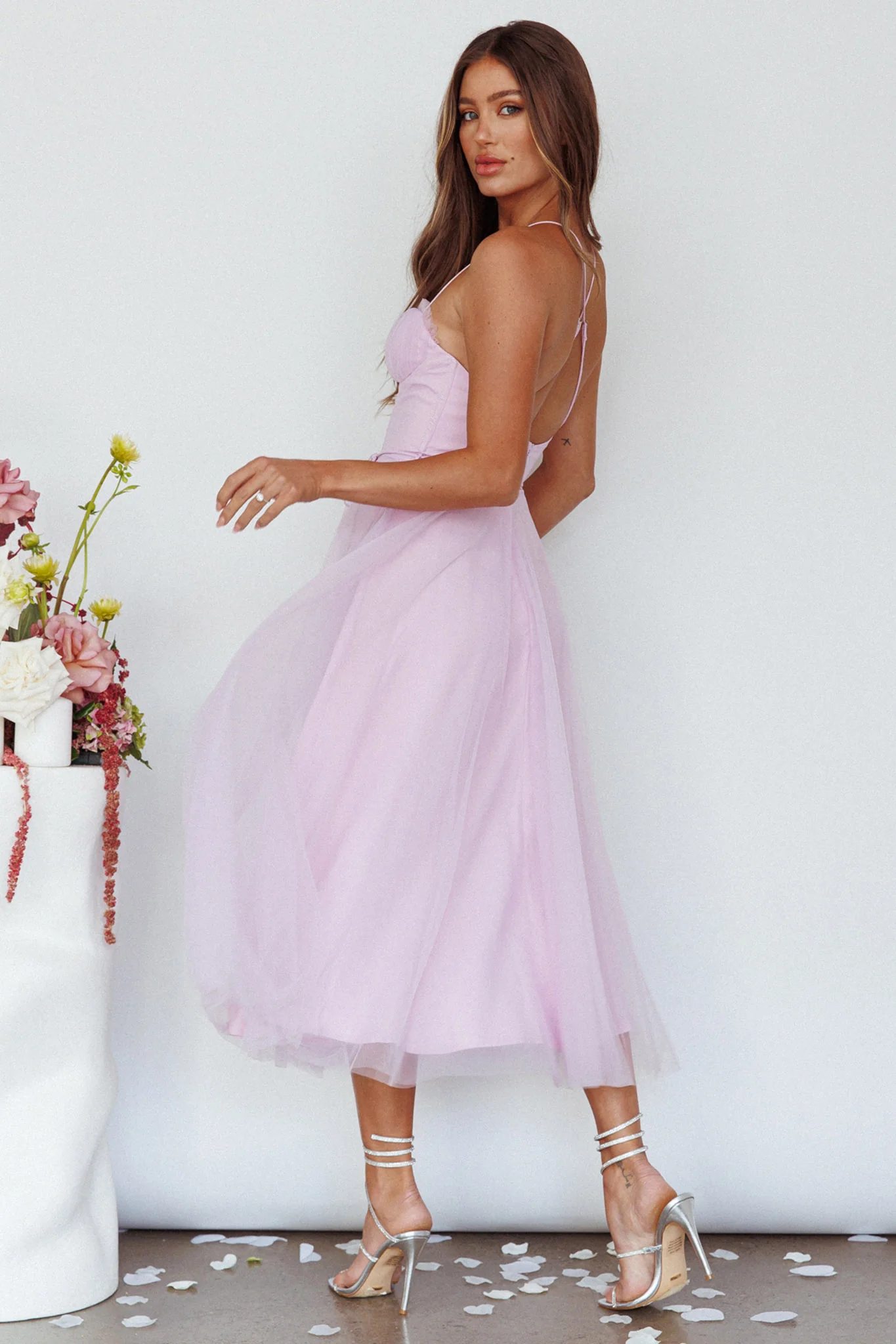 Smitten Sweetheart Neckline Chiffon Midi Dress Orchid - Image 2