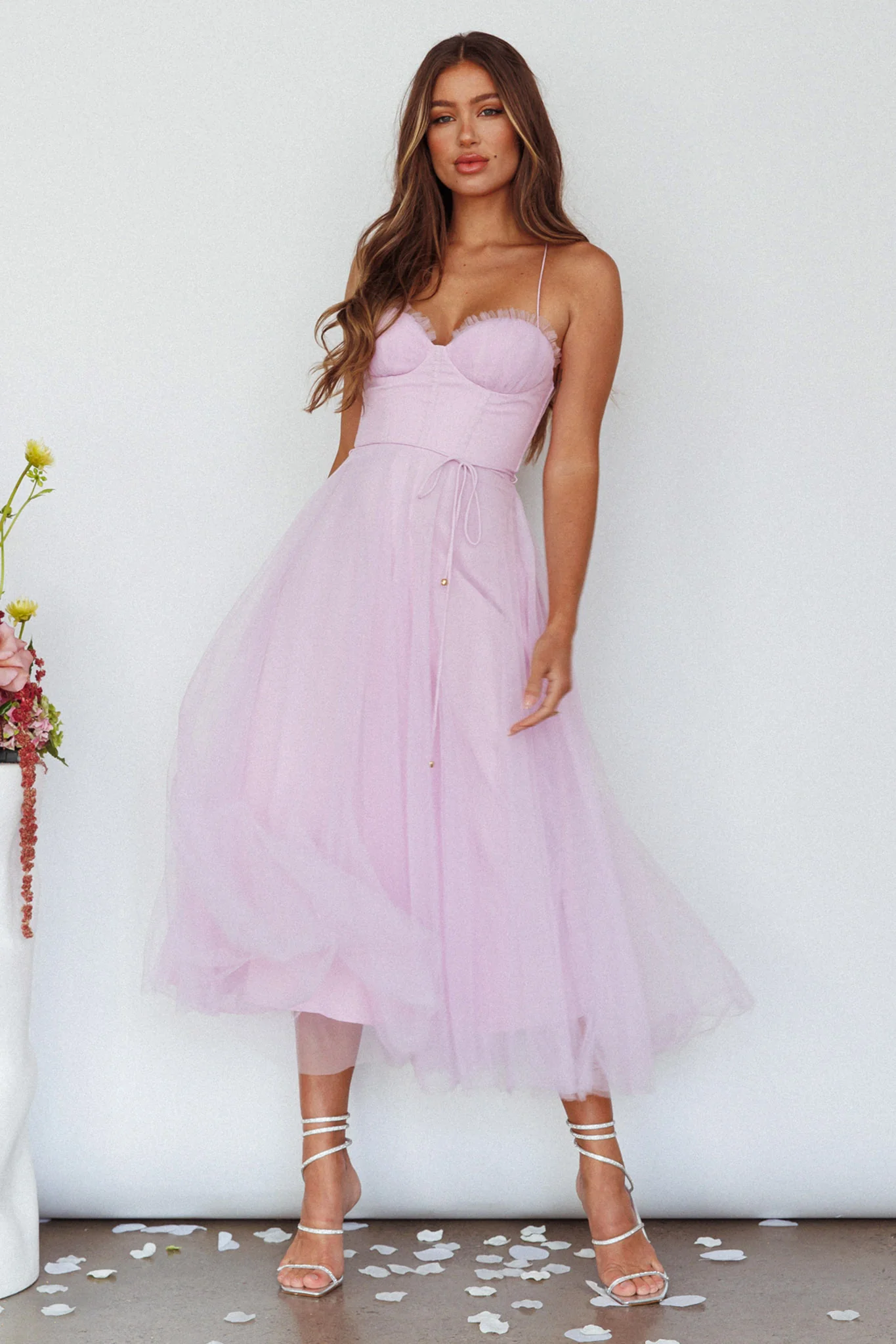 Smitten Sweetheart Neckline Chiffon Midi Dress Orchid - Image 5