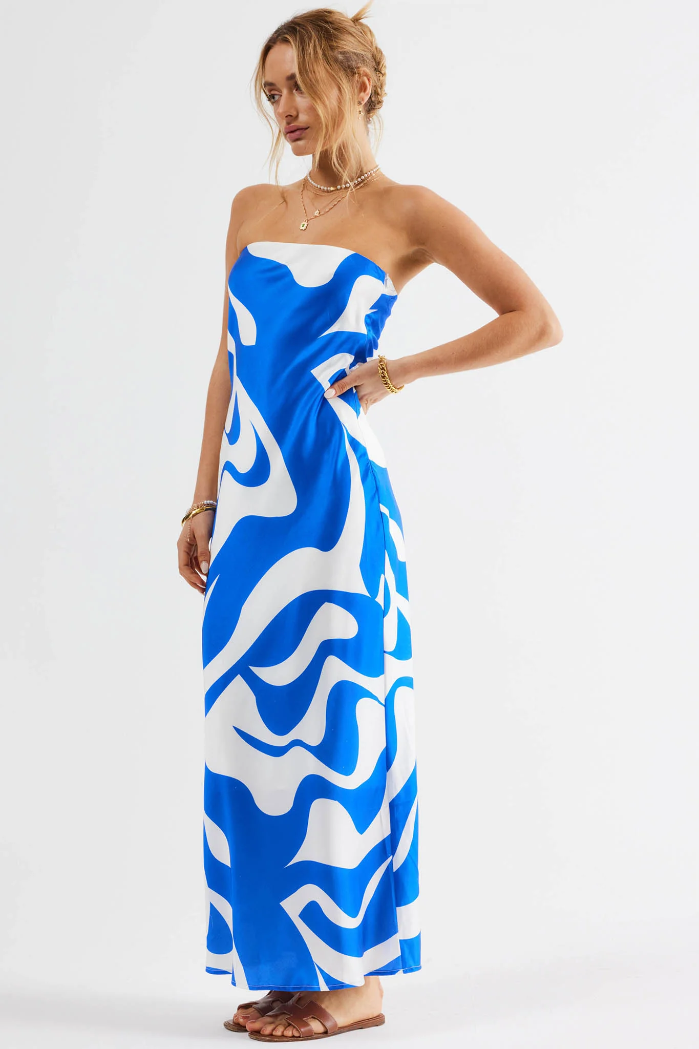 SNDYS Angel Midi Dress Swirl Blue - Image 3