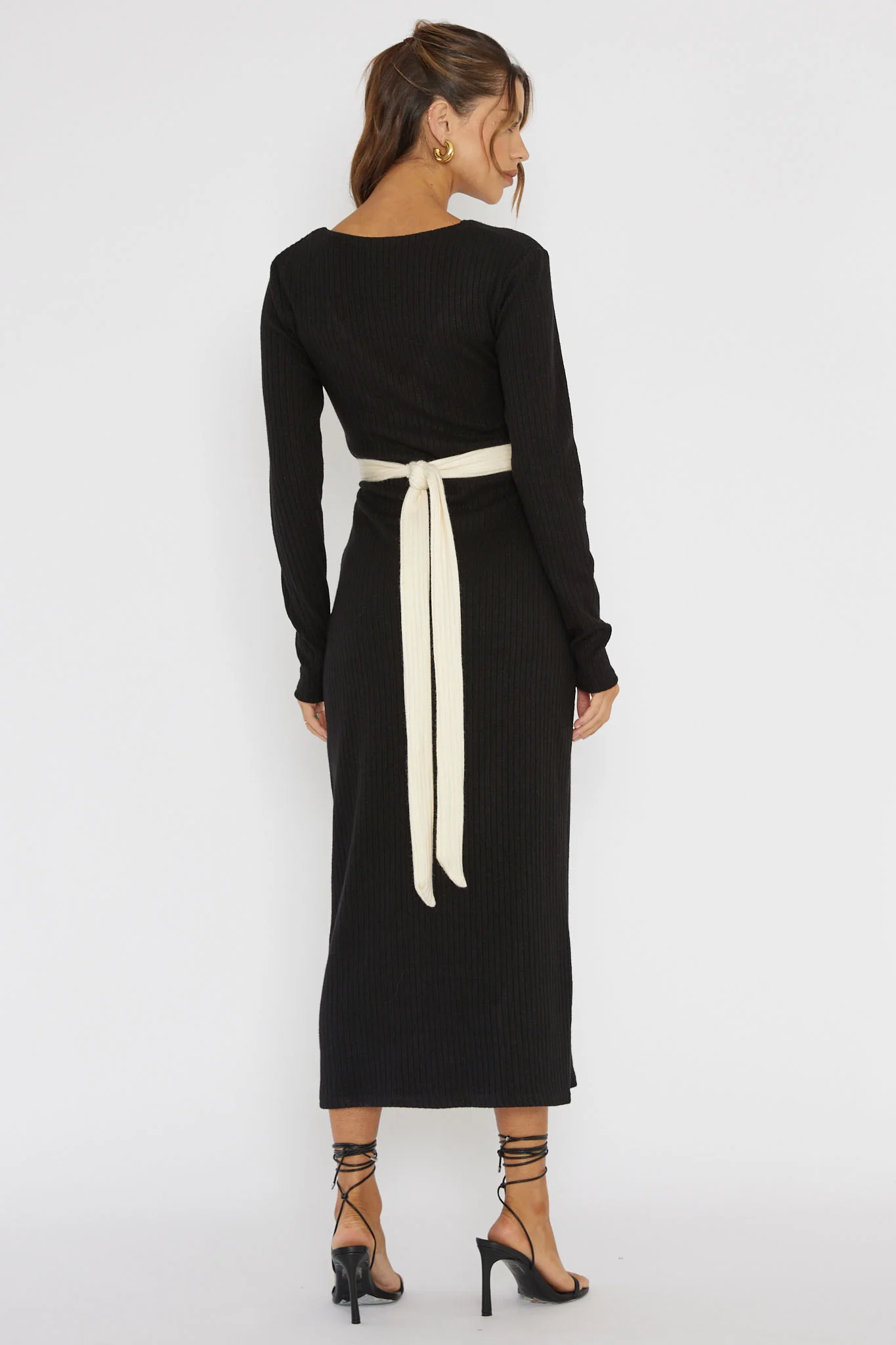So Emotional Long Sleeve Cut-Out Knit Dress Black - Image 2